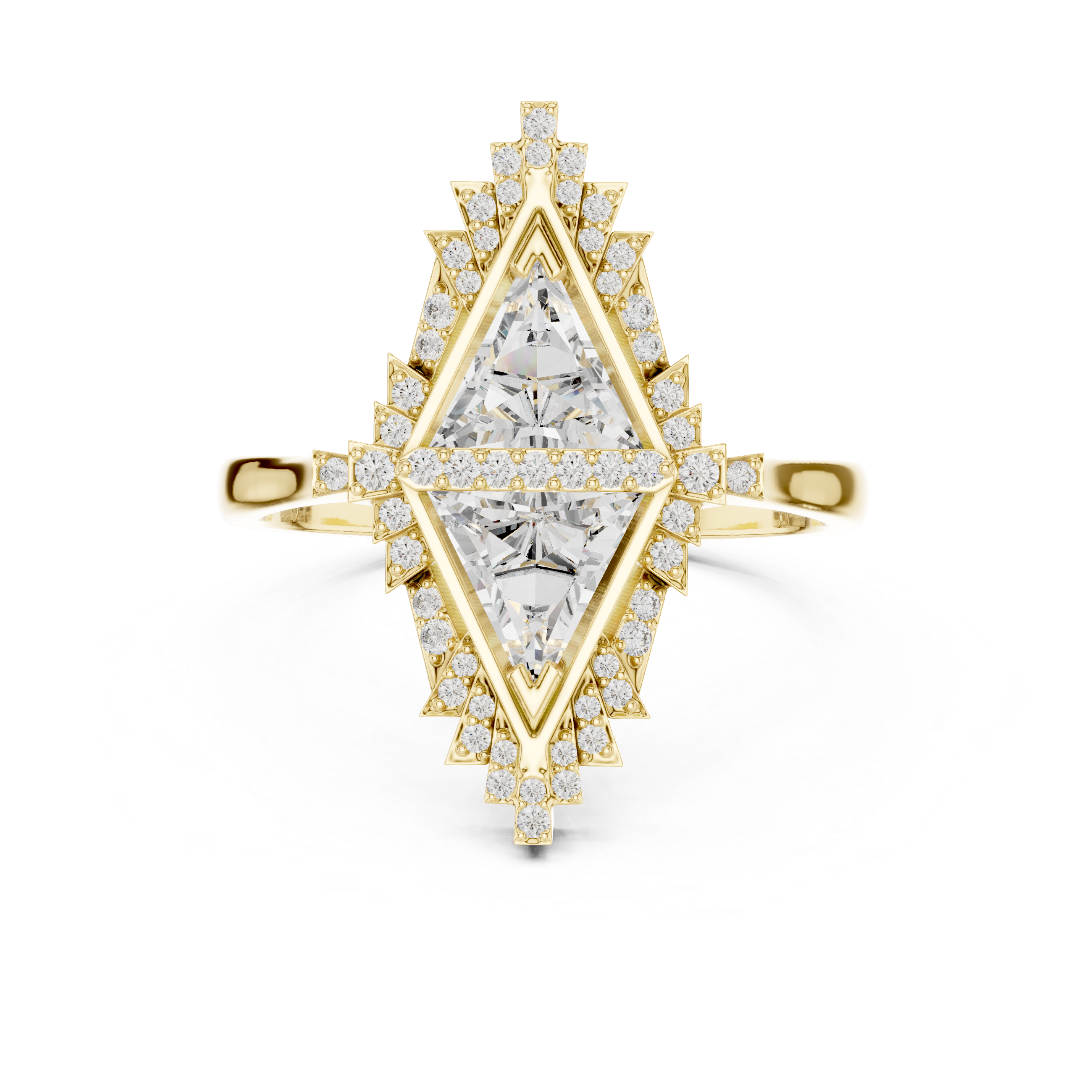 Geometric Ring with Twin Triangle-Cut Diamonds