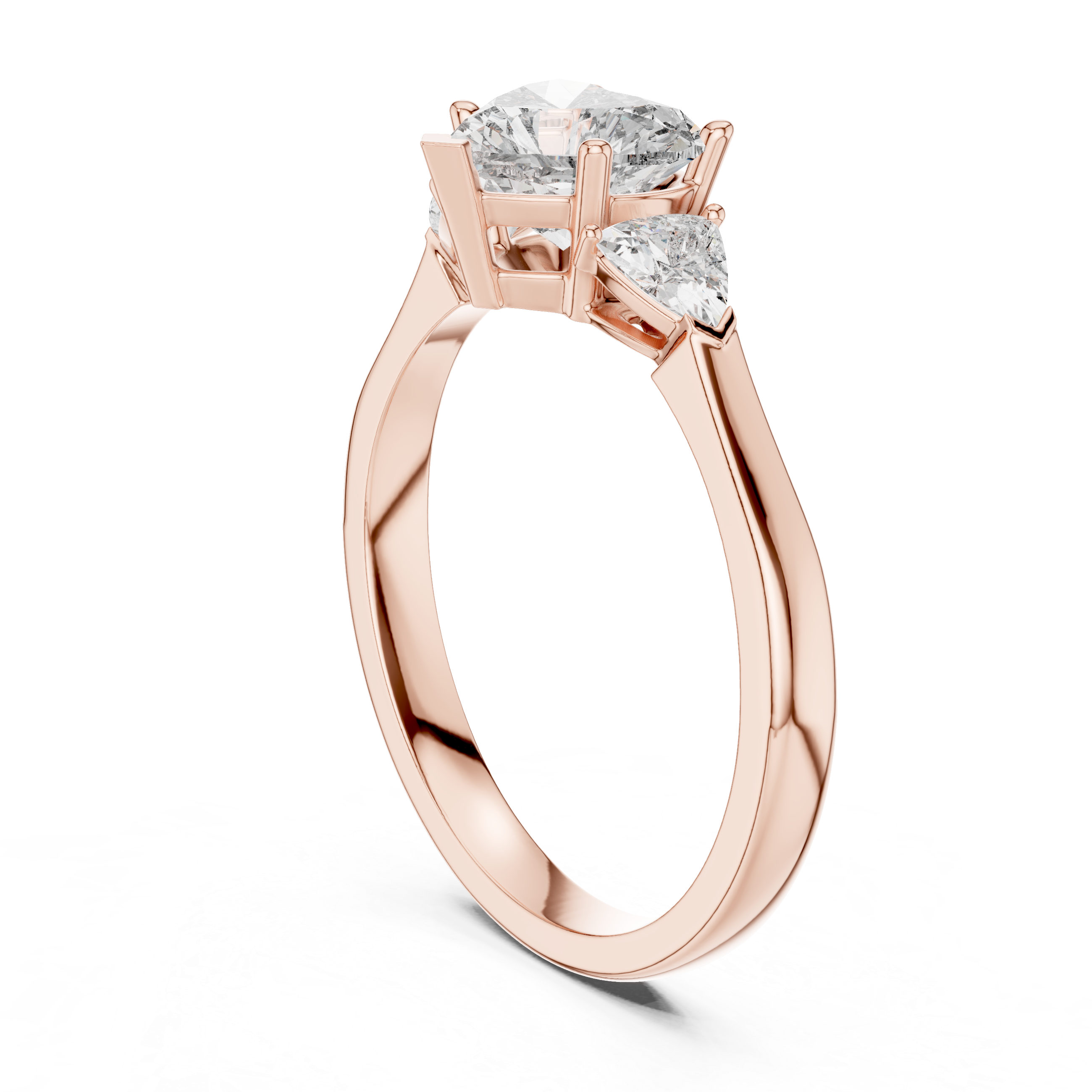 Heart-Cut and Pear Three-Stone Diamond