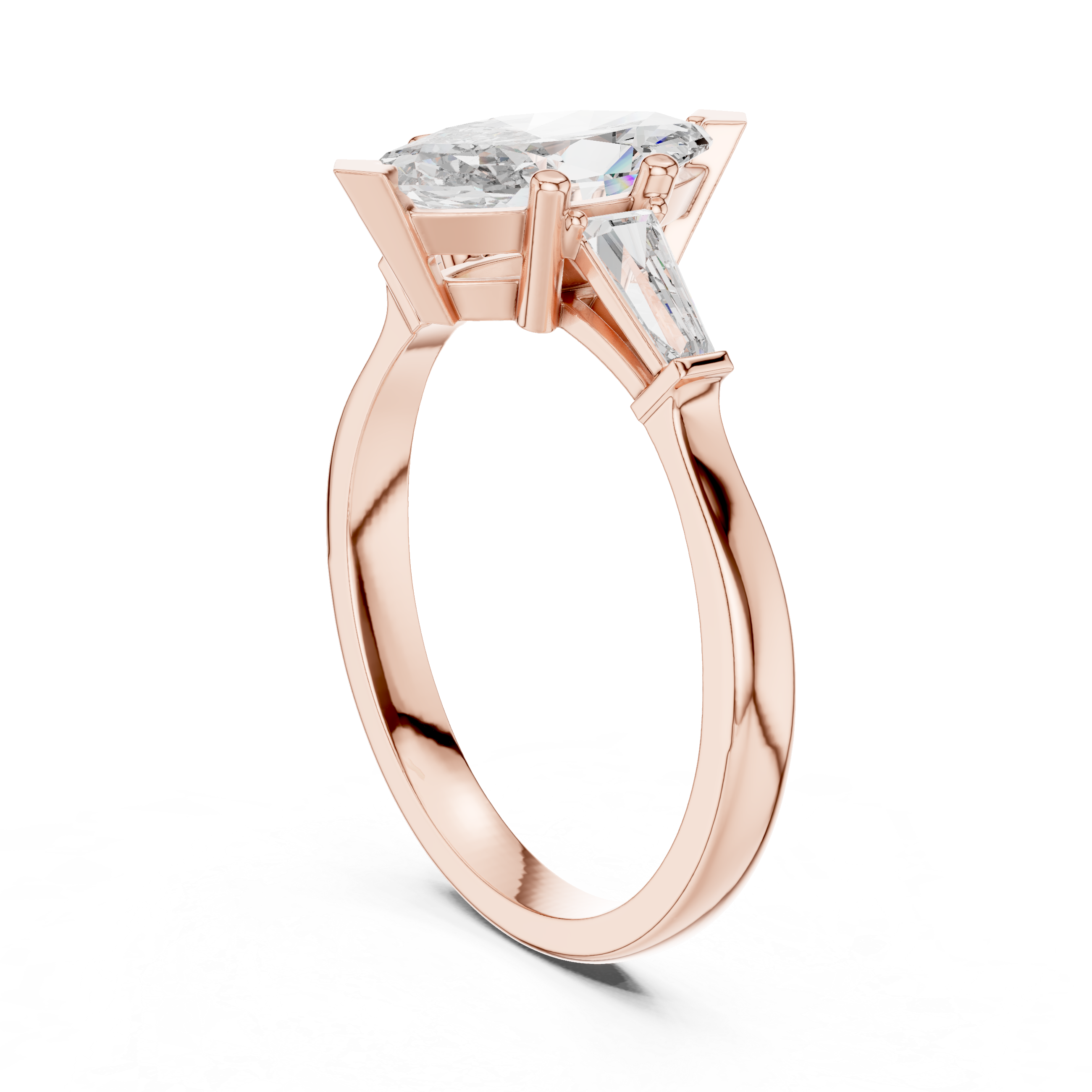 Marquise-Cut Diamond Engagement Ring with Trapezoid Side Stones
