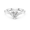 Heart Diamond Ring with Geometric Trapezoid Side Stones