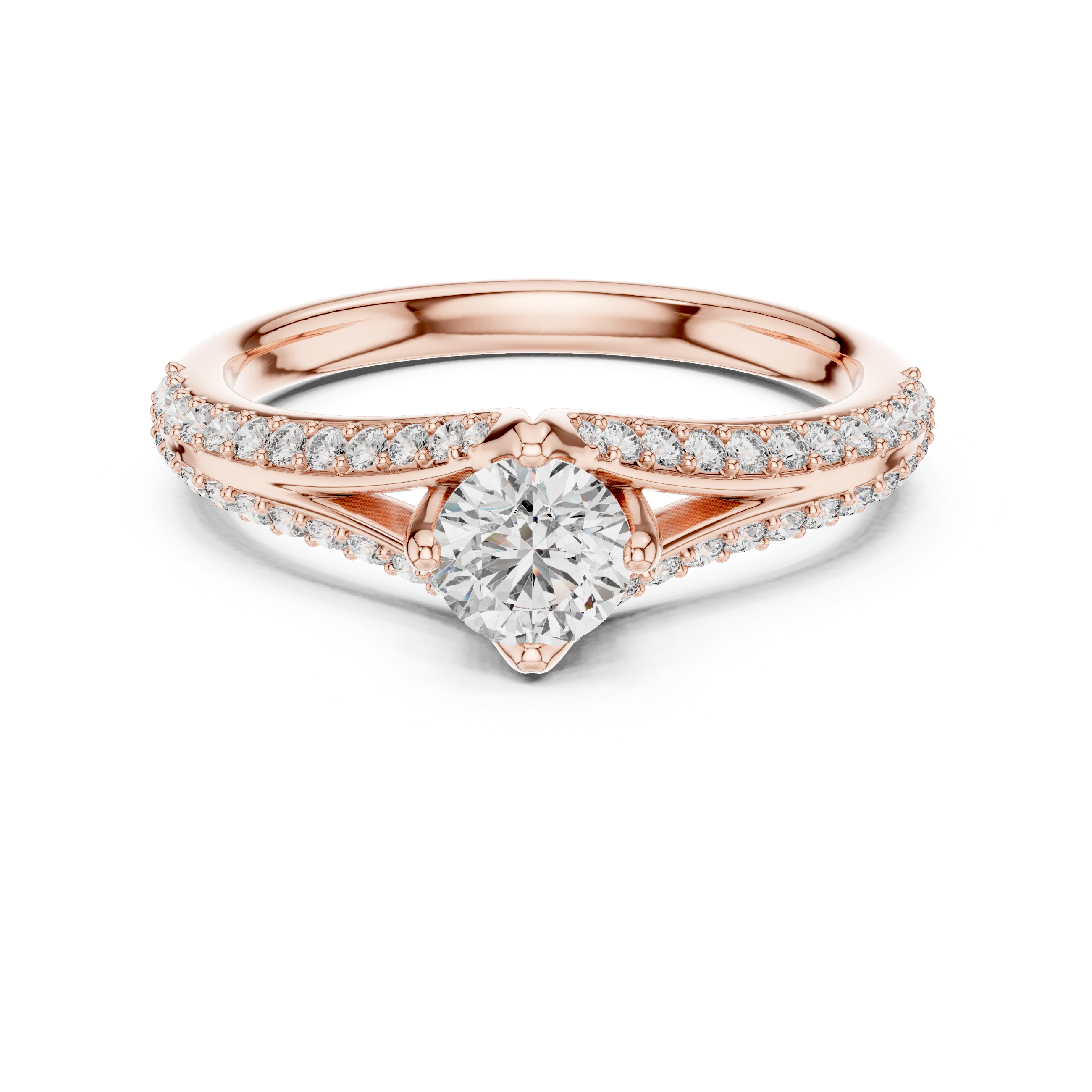 Solitaire Ring with Pave Diamond Split Shank