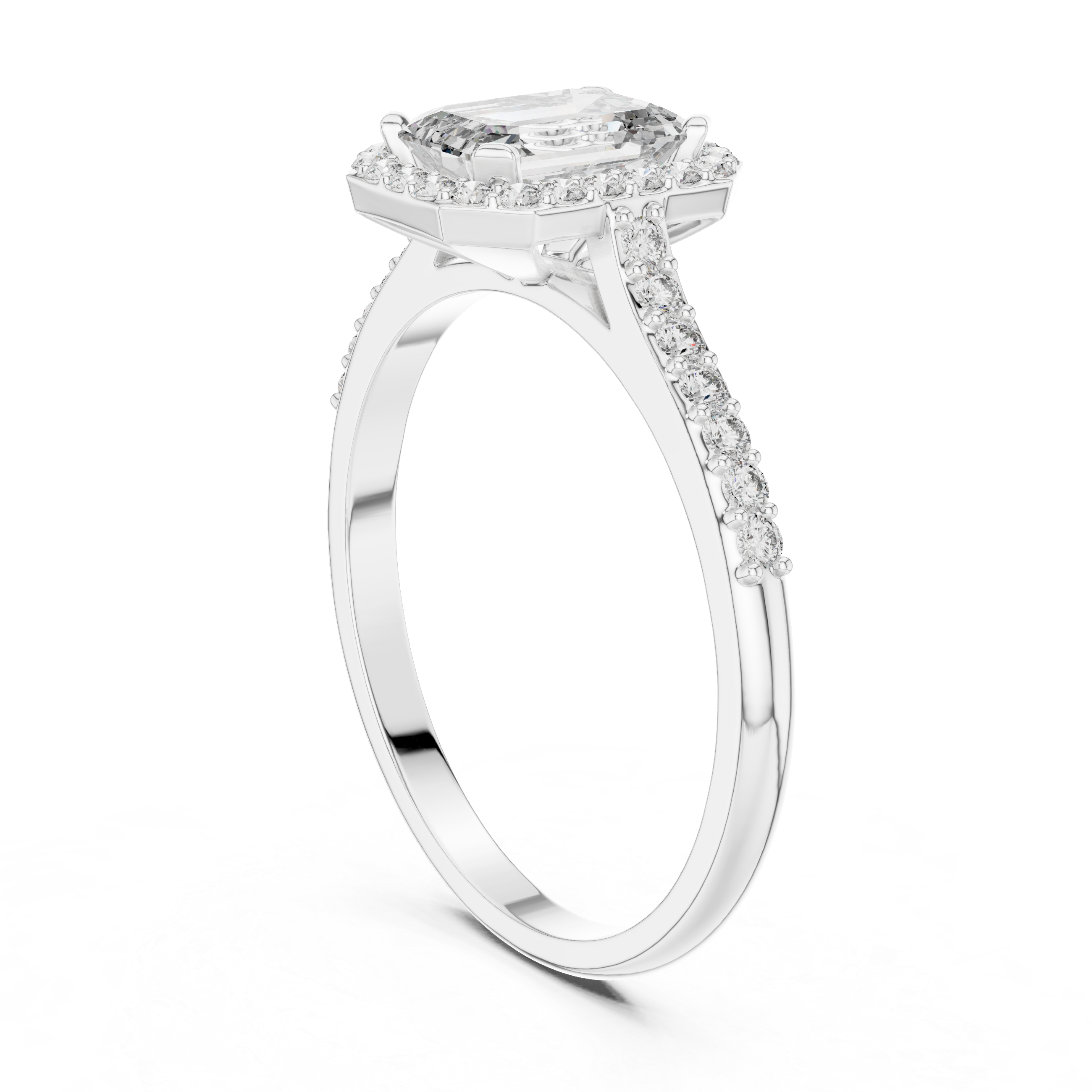 Timeless Halo: Emerald-Cut Diamond Ring