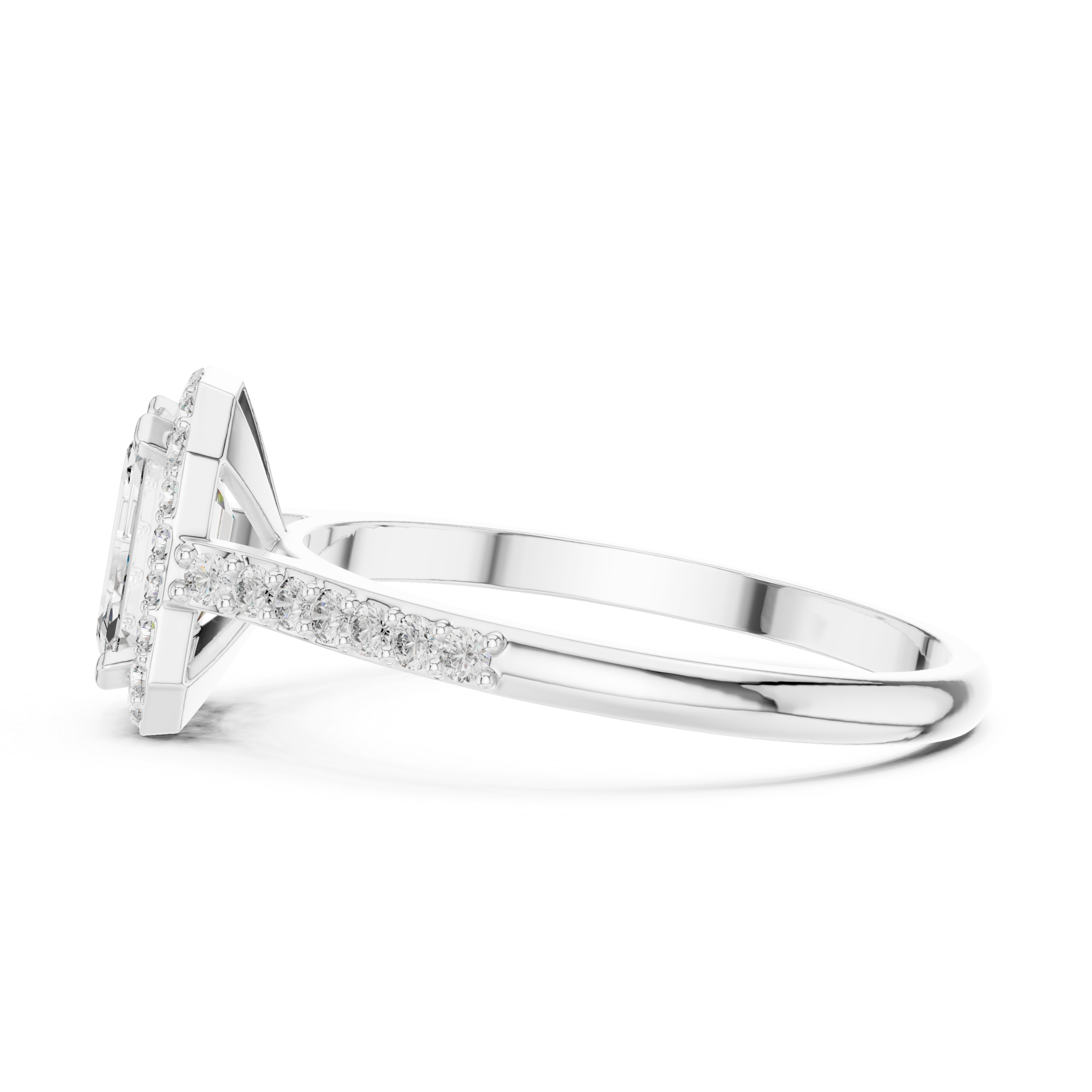 Timeless Halo: Emerald-Cut Diamond Ring