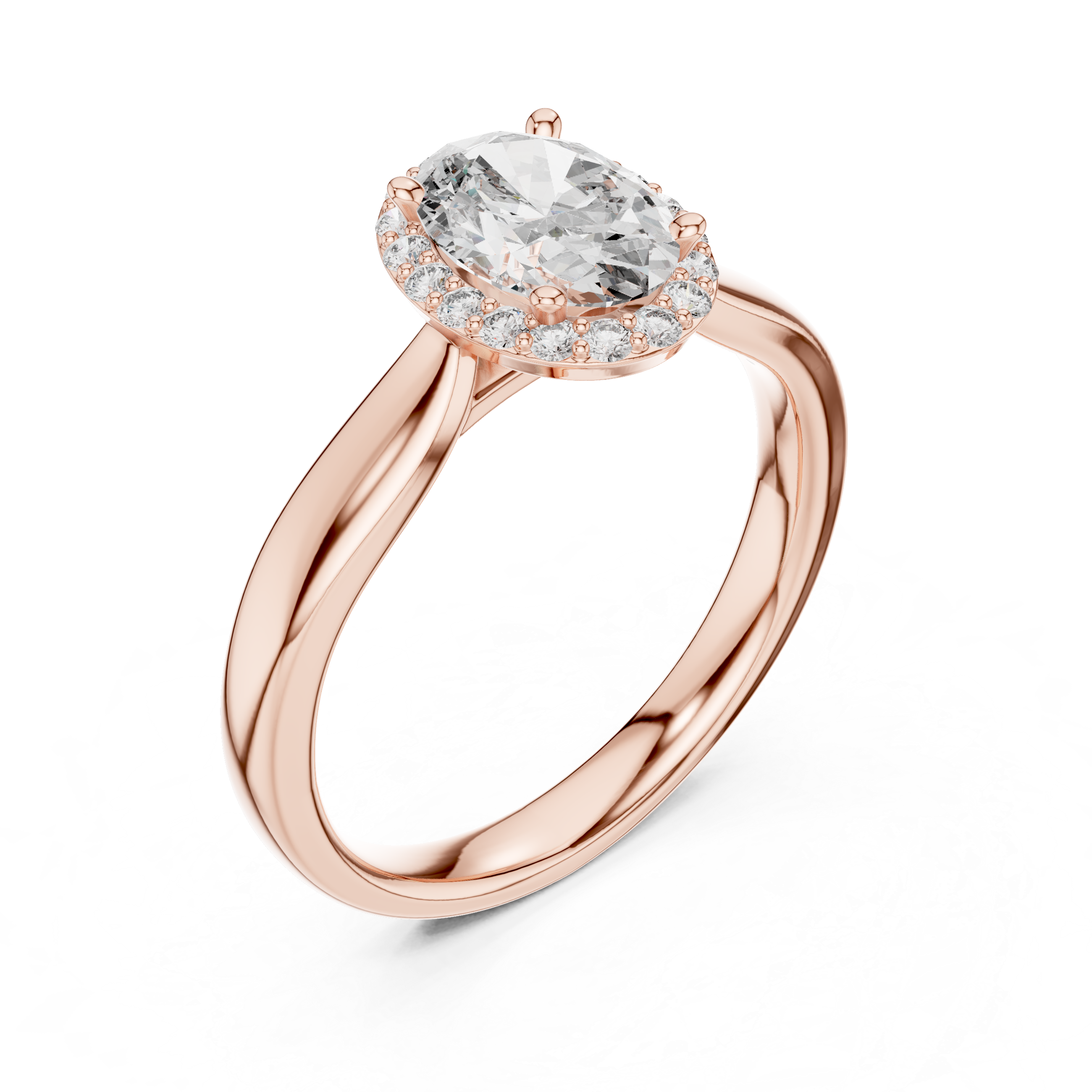 Oval Halo Ring with Pav?Diamond Accents