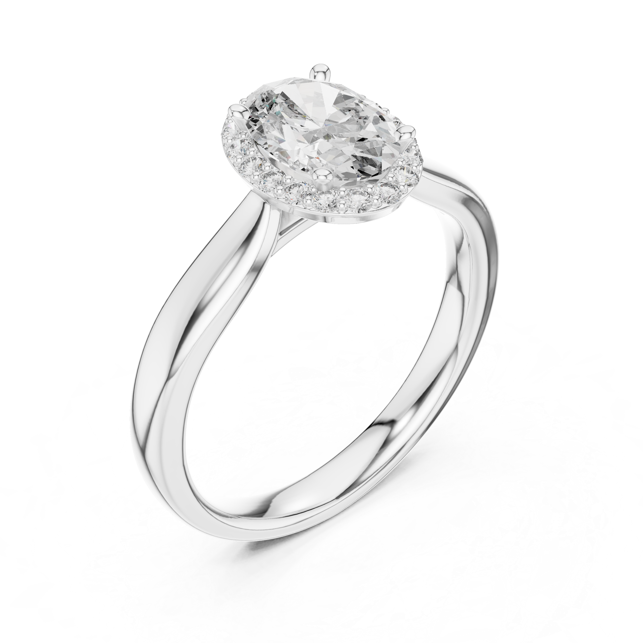 Oval Halo Ring with Pav?Diamond Accents