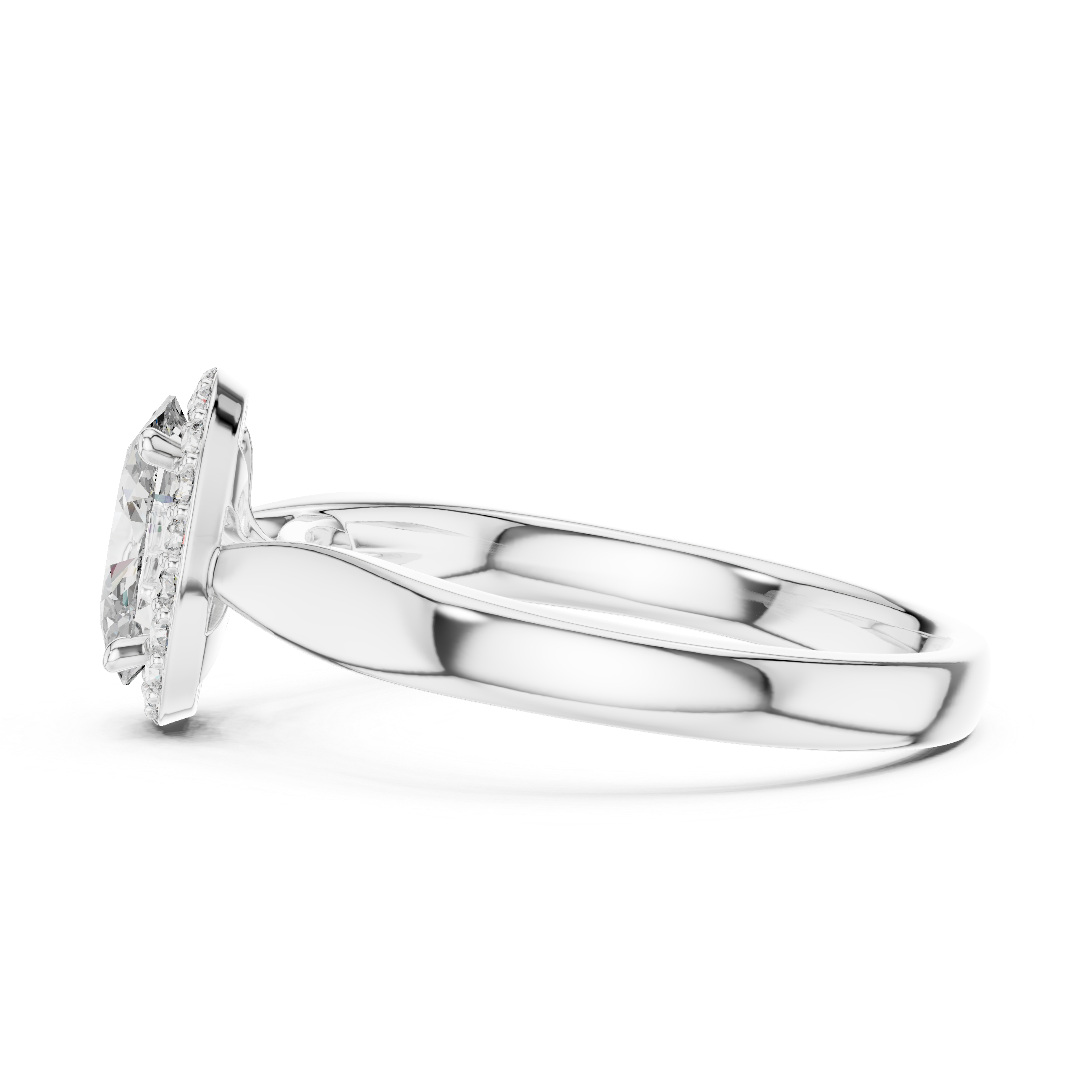 Oval Halo Ring with Pav?Diamond Accents