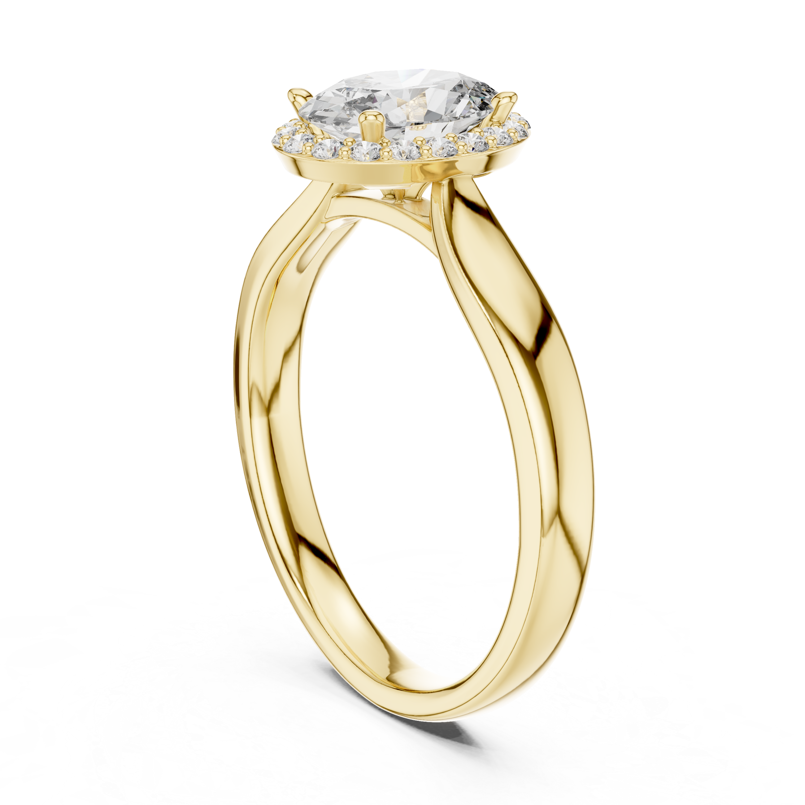 Oval Halo Ring with Pav?Diamond Accents