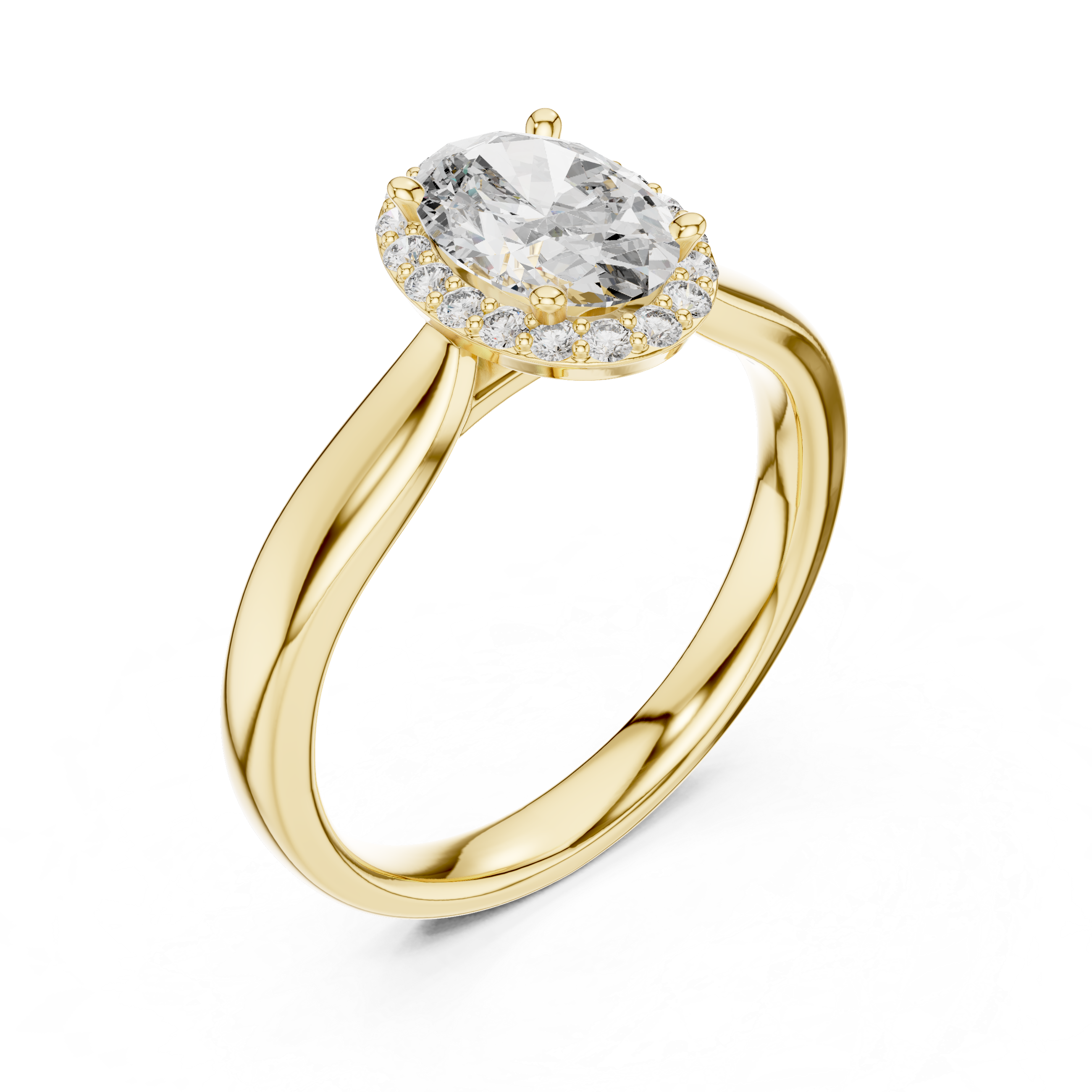 Oval Halo Ring with Pav?Diamond Accents