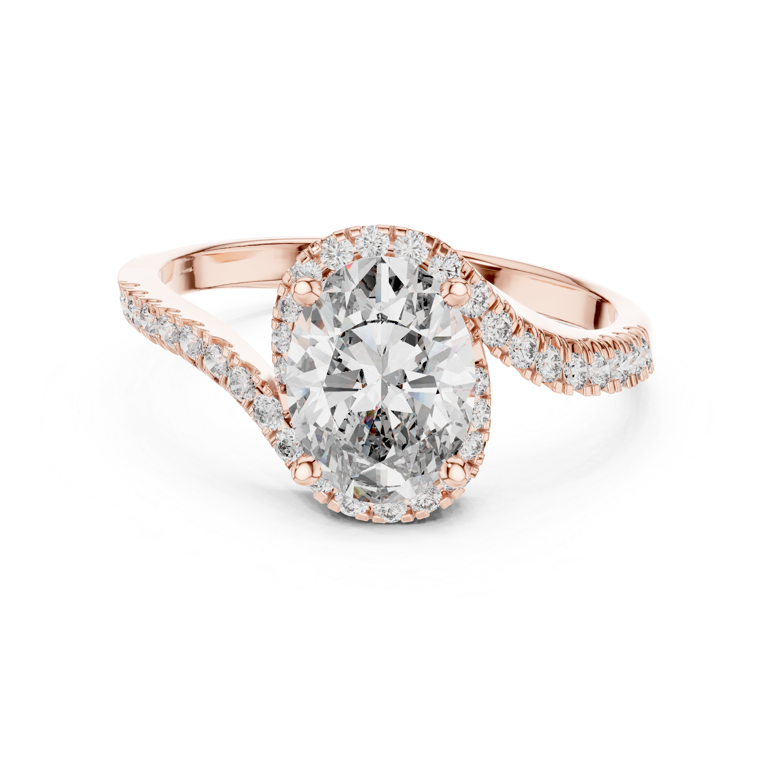 Oval Halo Ring with Twisted Pav?Band