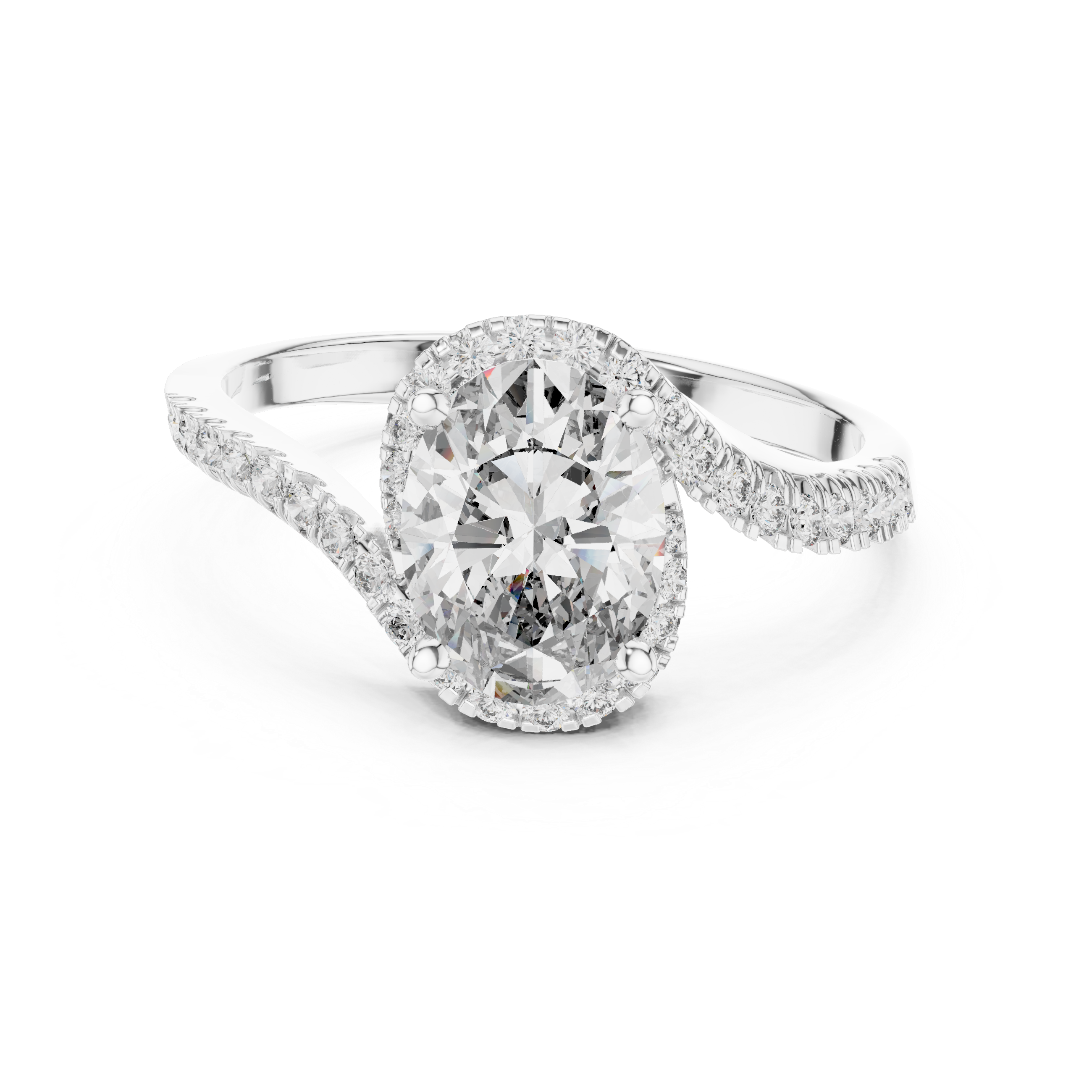 Oval Halo Ring with Twisted Pav?Band