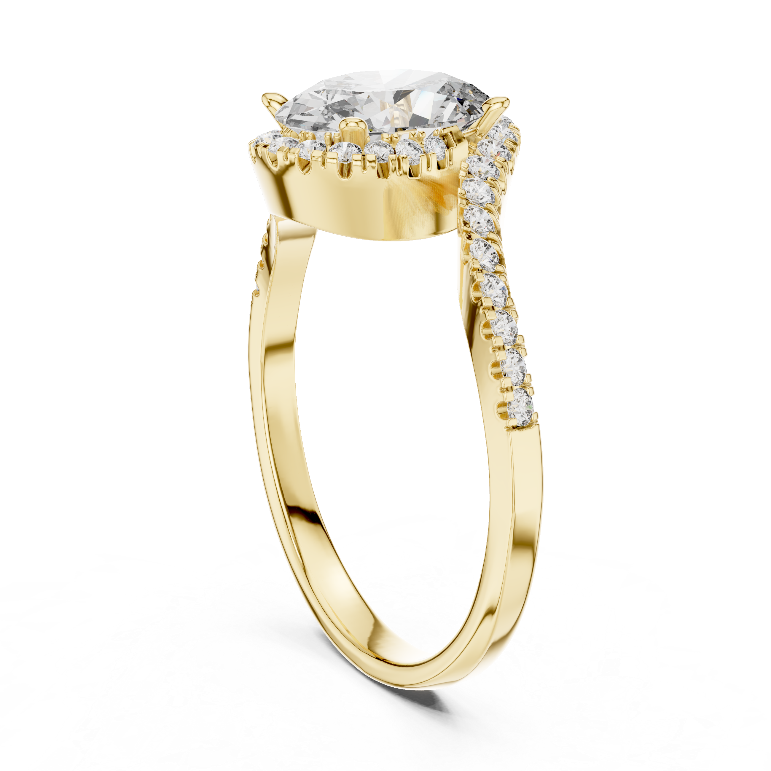 Oval Halo Ring with Twisted Pav?Band