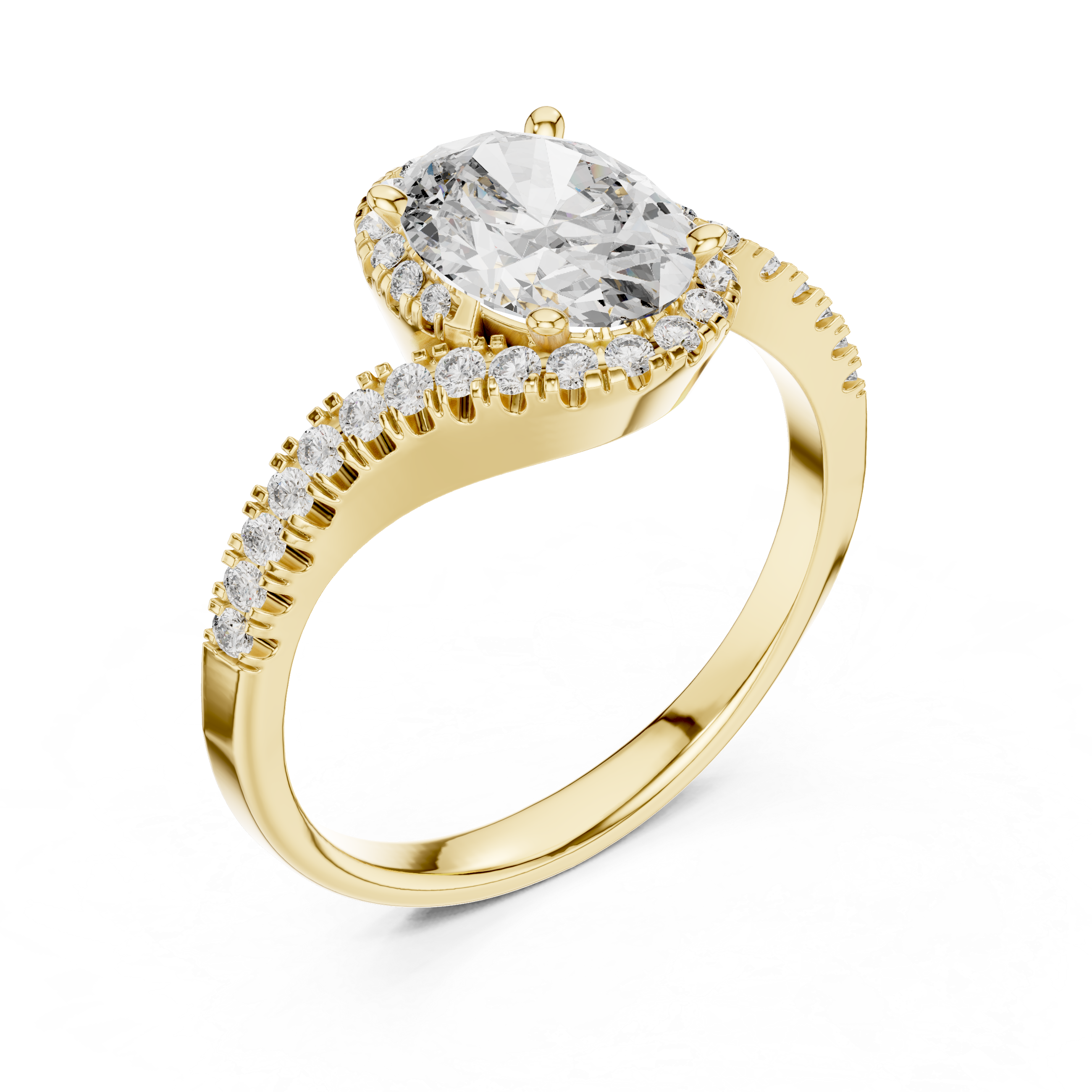 Oval Halo Ring with Twisted Pav?Band