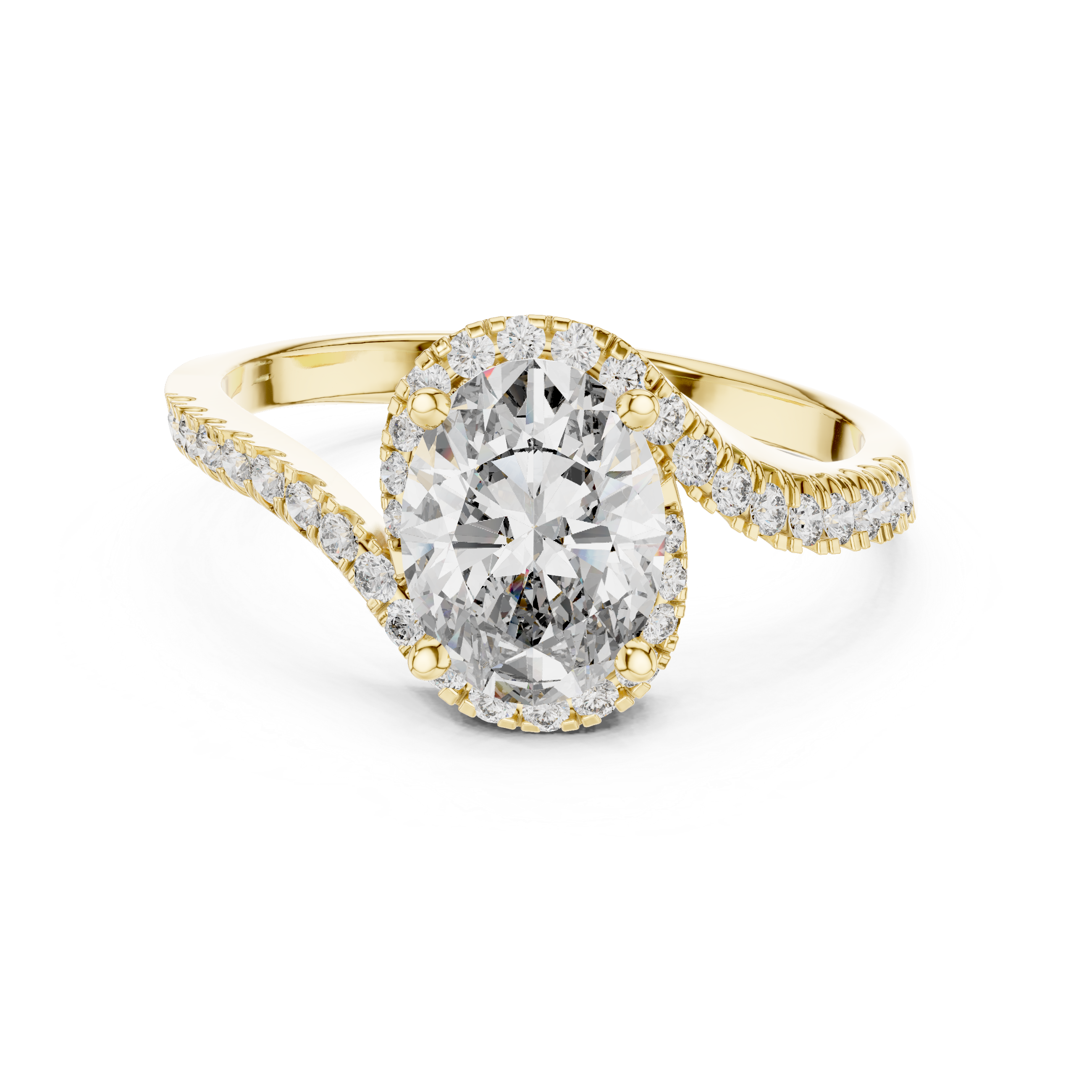 Oval Halo Ring with Twisted Pav?Band
