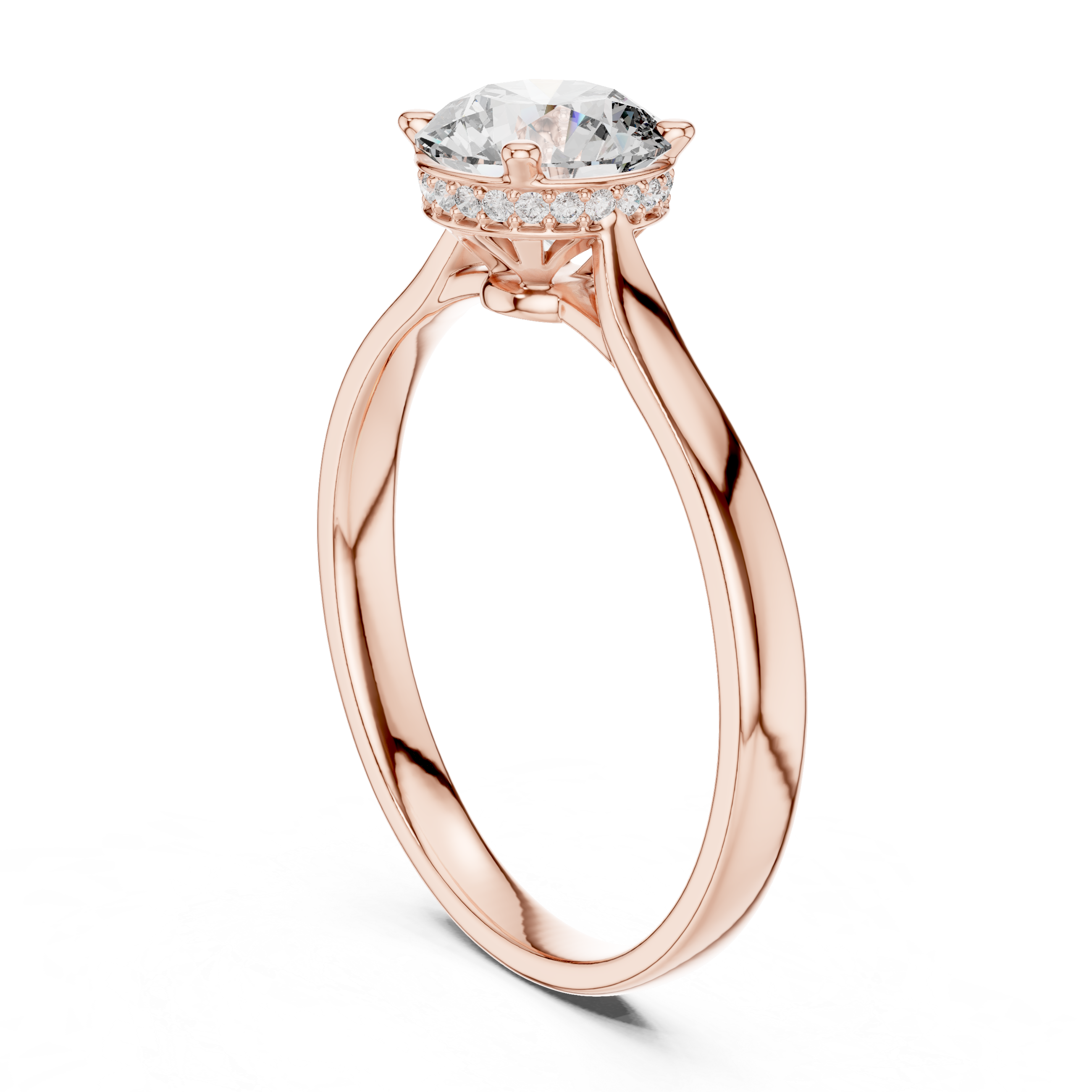 Solitaire Ring with Hidden Halo Detailing