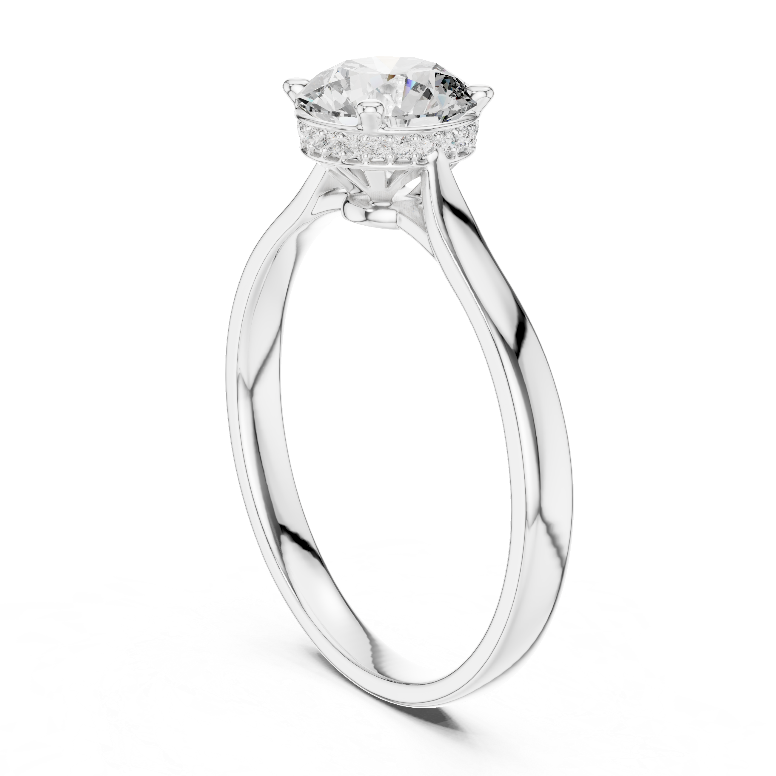 Solitaire Ring with Hidden Halo Detailing