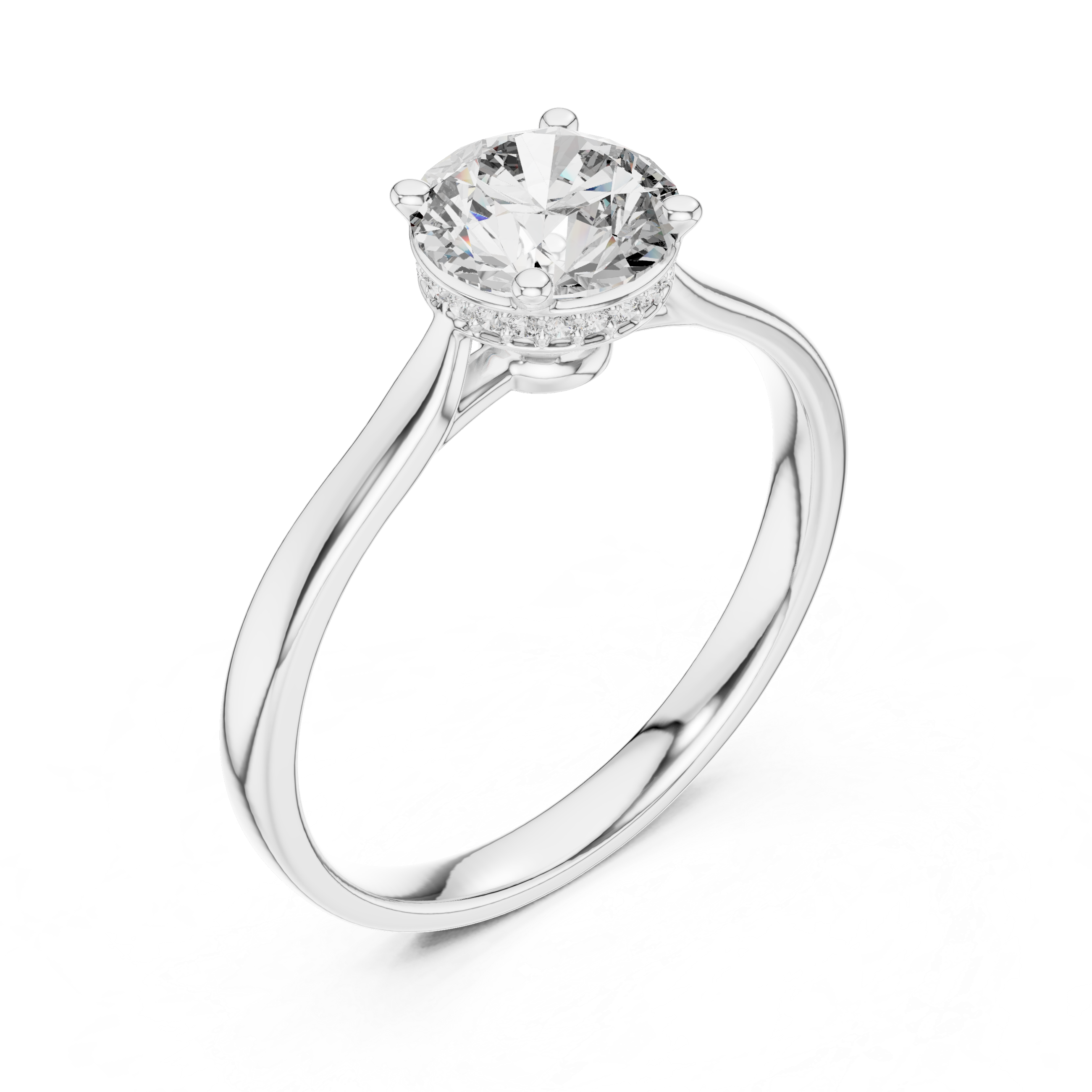 Solitaire Ring with Hidden Halo Detailing