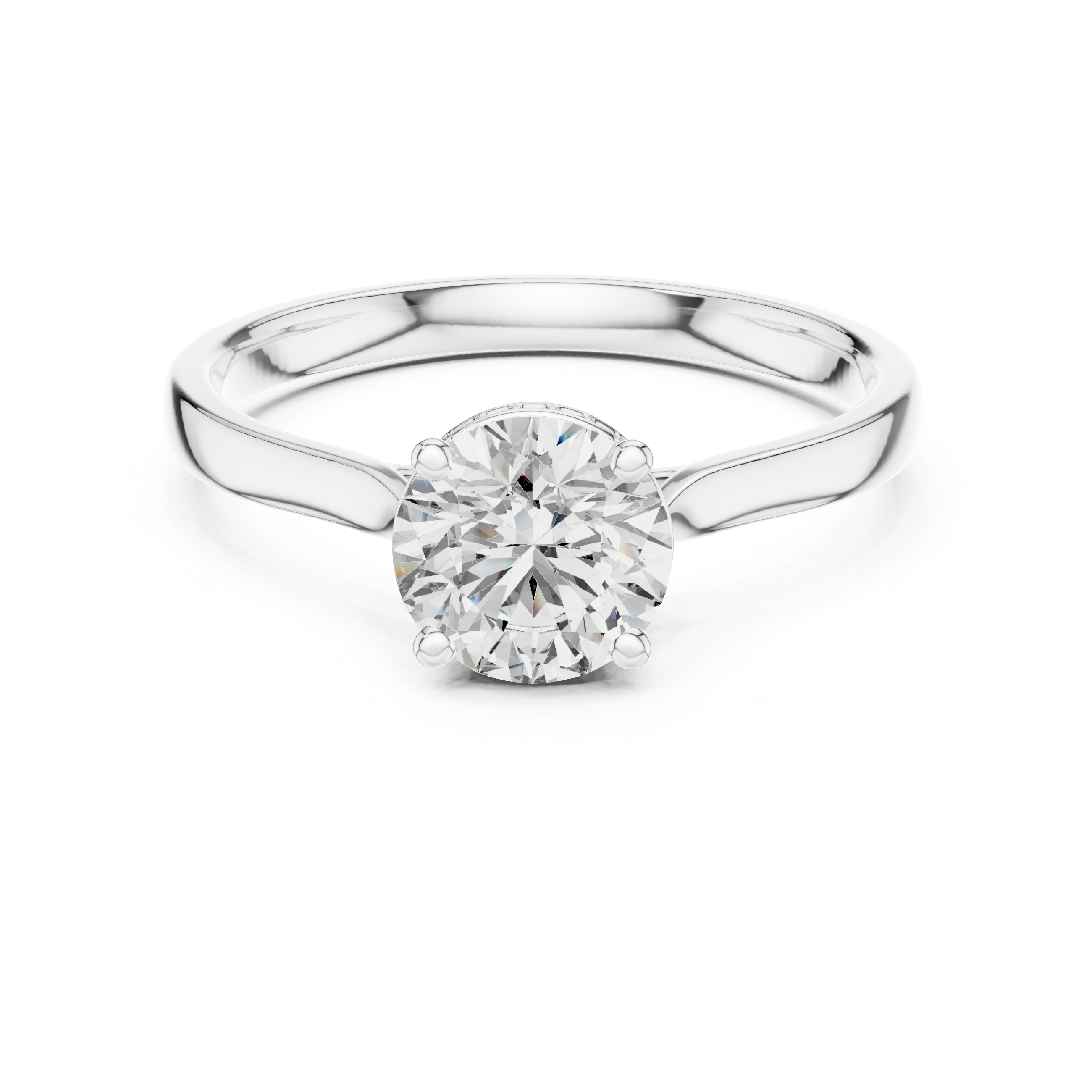Solitaire Ring with Hidden Halo Detailing