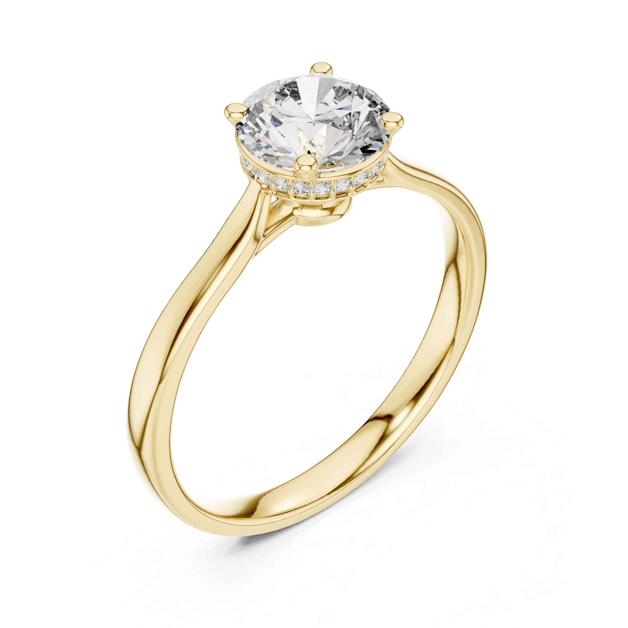 Solitaire Ring with Hidden Halo Detailing