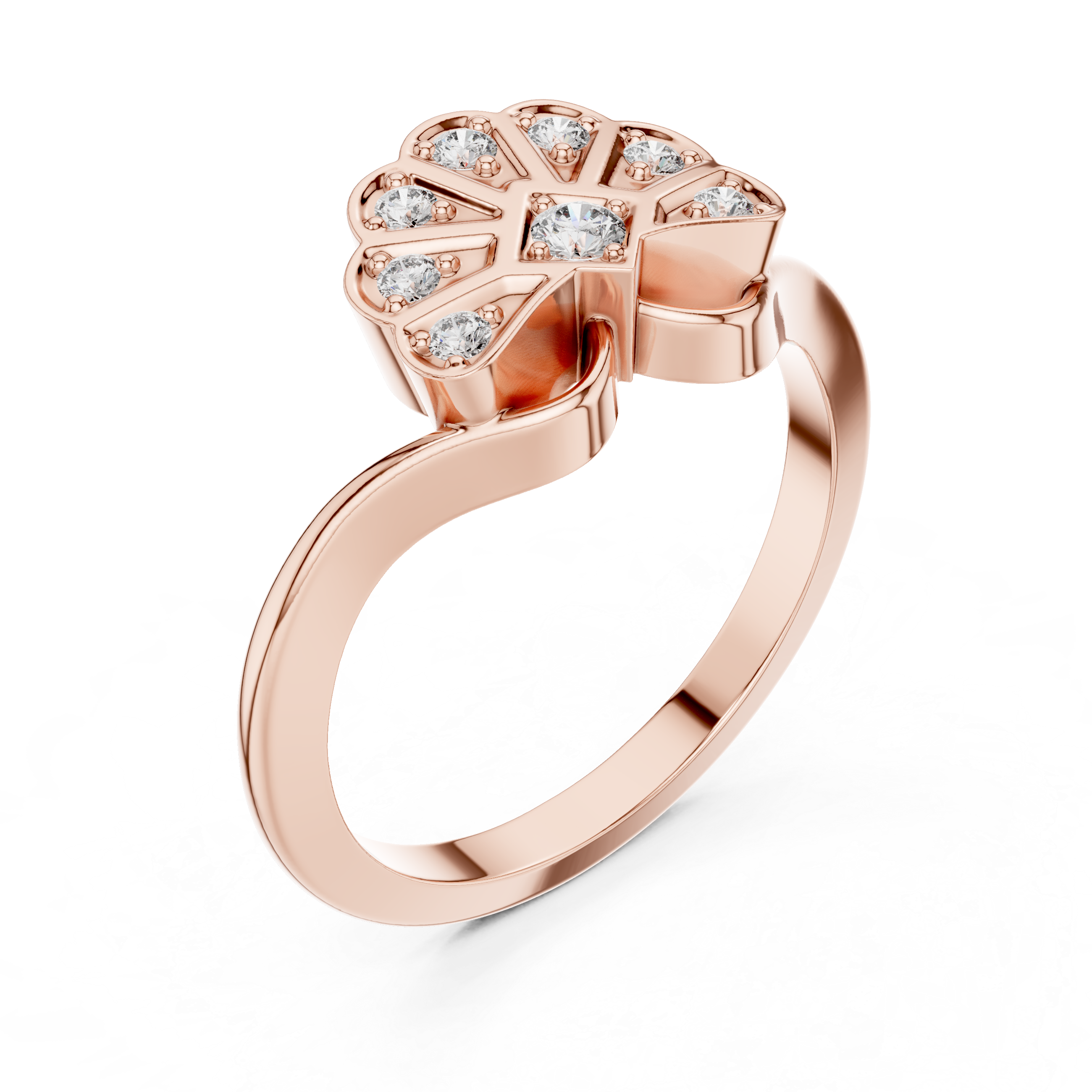 Floral Fan-Inspired Diamond Ring
