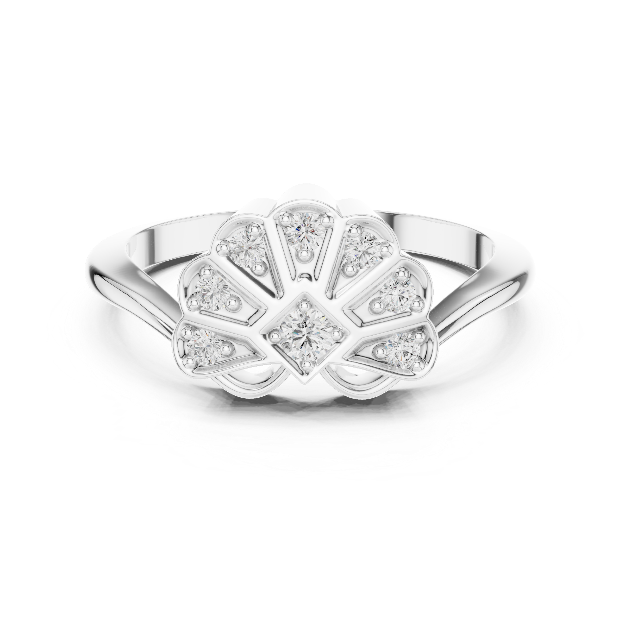 Floral Fan-Inspired Diamond Ring