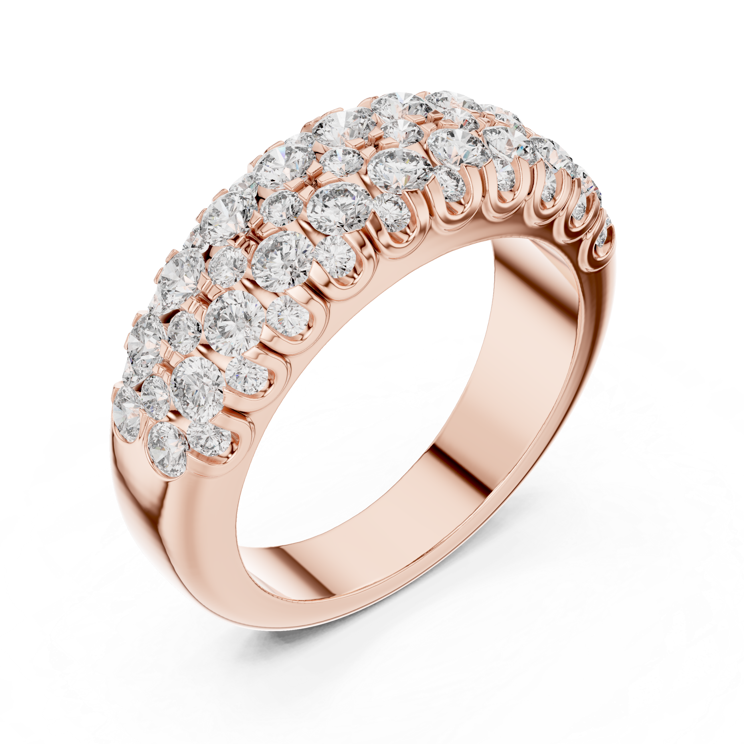 Elegant Gold and Diamond Multi-Row Ring