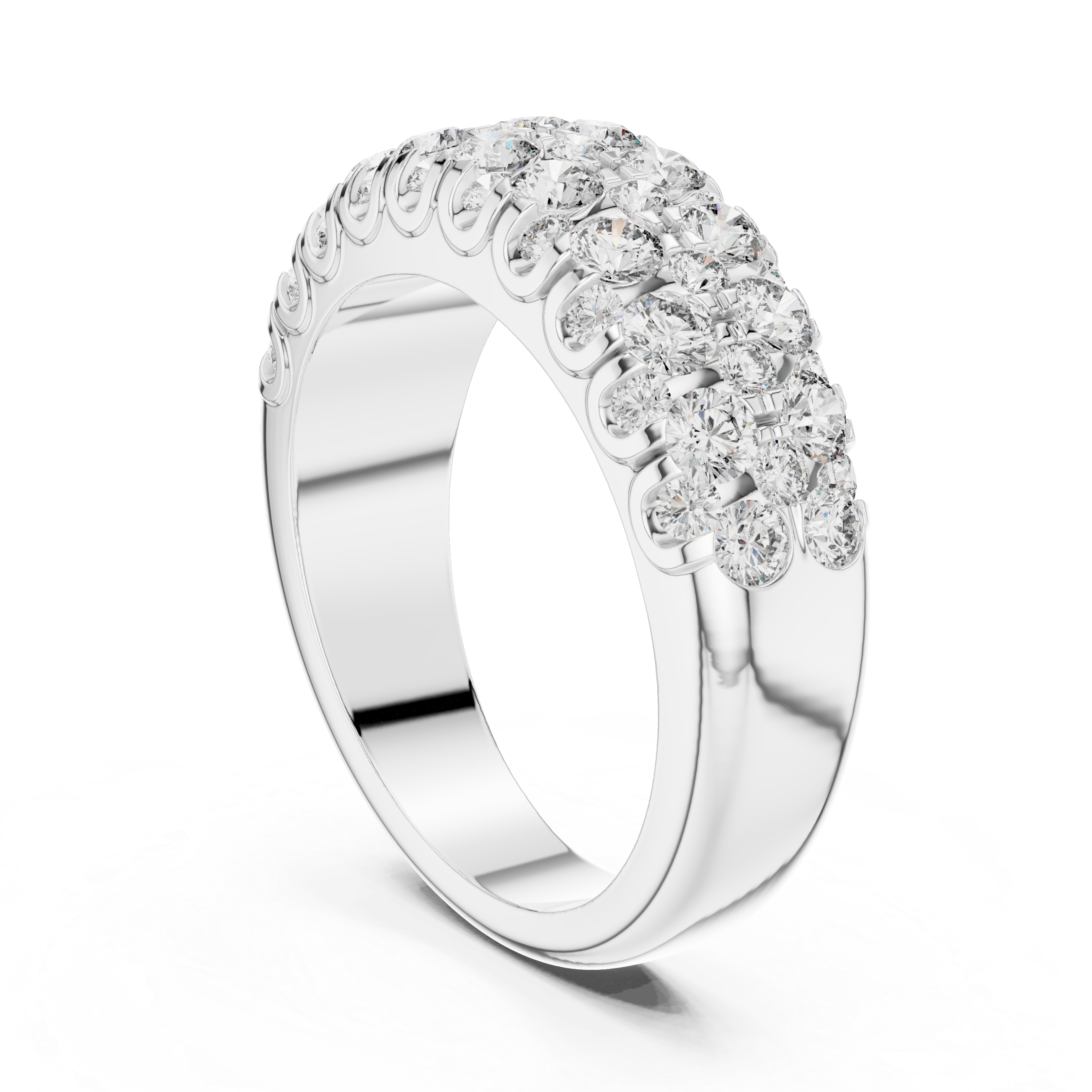 Elegant Gold and Diamond Multi-Row Ring