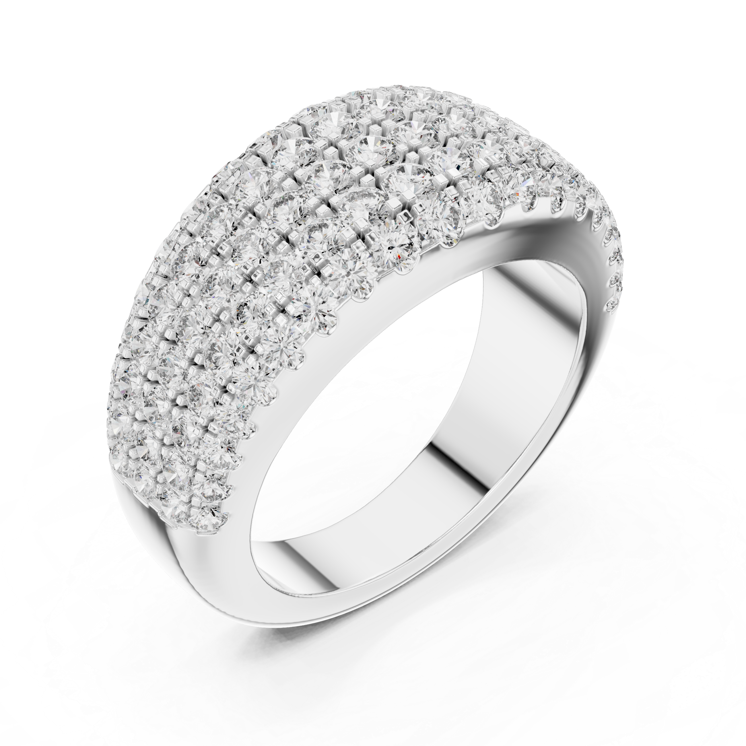 A dazzling rose gold ring adorned with rows of sparkling diamonds for a bold, elegant statement.