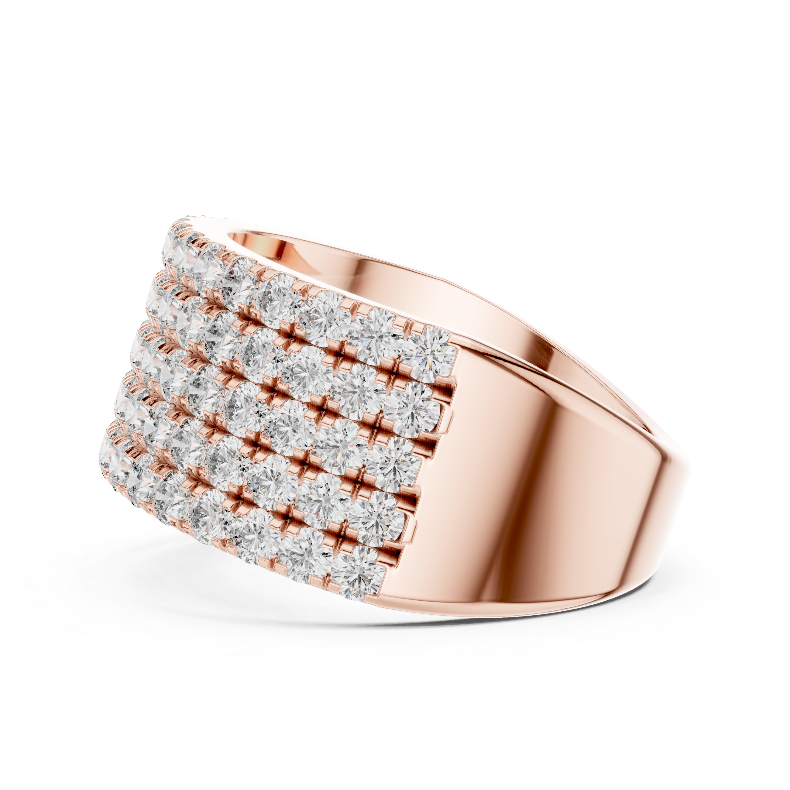 A radiant cascade of diamonds wrapped in a warm rose gold embrace sparkle