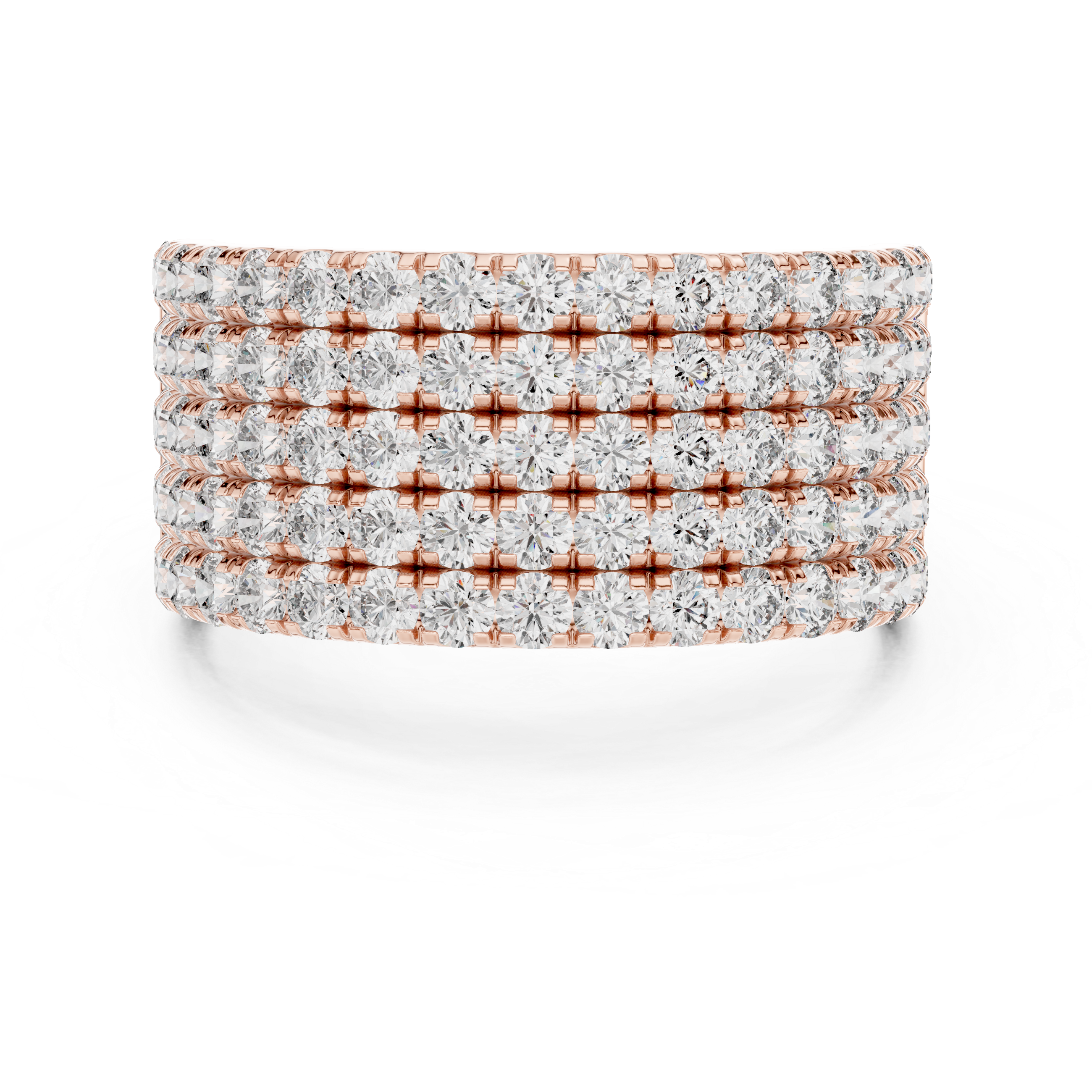 A radiant cascade of diamonds wrapped in a warm rose gold embrace sparkle