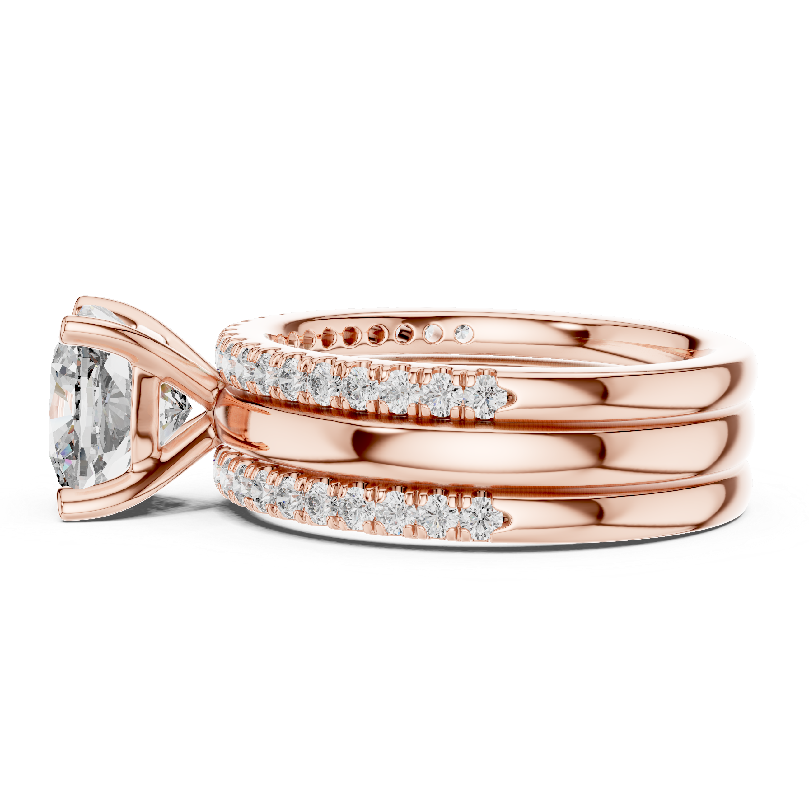 Elegant Rose Gold Cushion-Cut Diamond Engagement Ring with Pavé Band