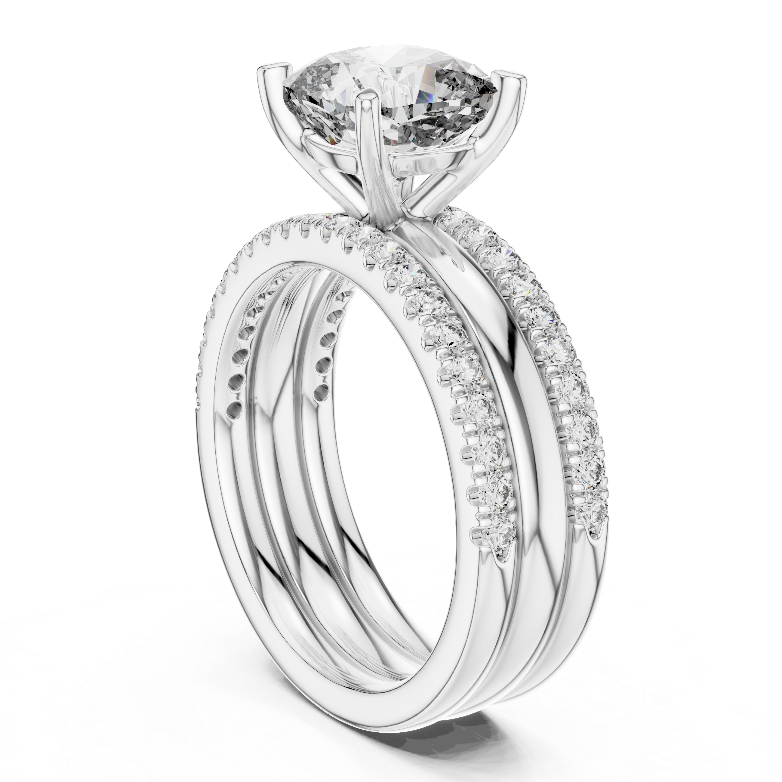 Elegant Rose Gold Cushion-Cut Diamond Engagement Ring with Pavé Band