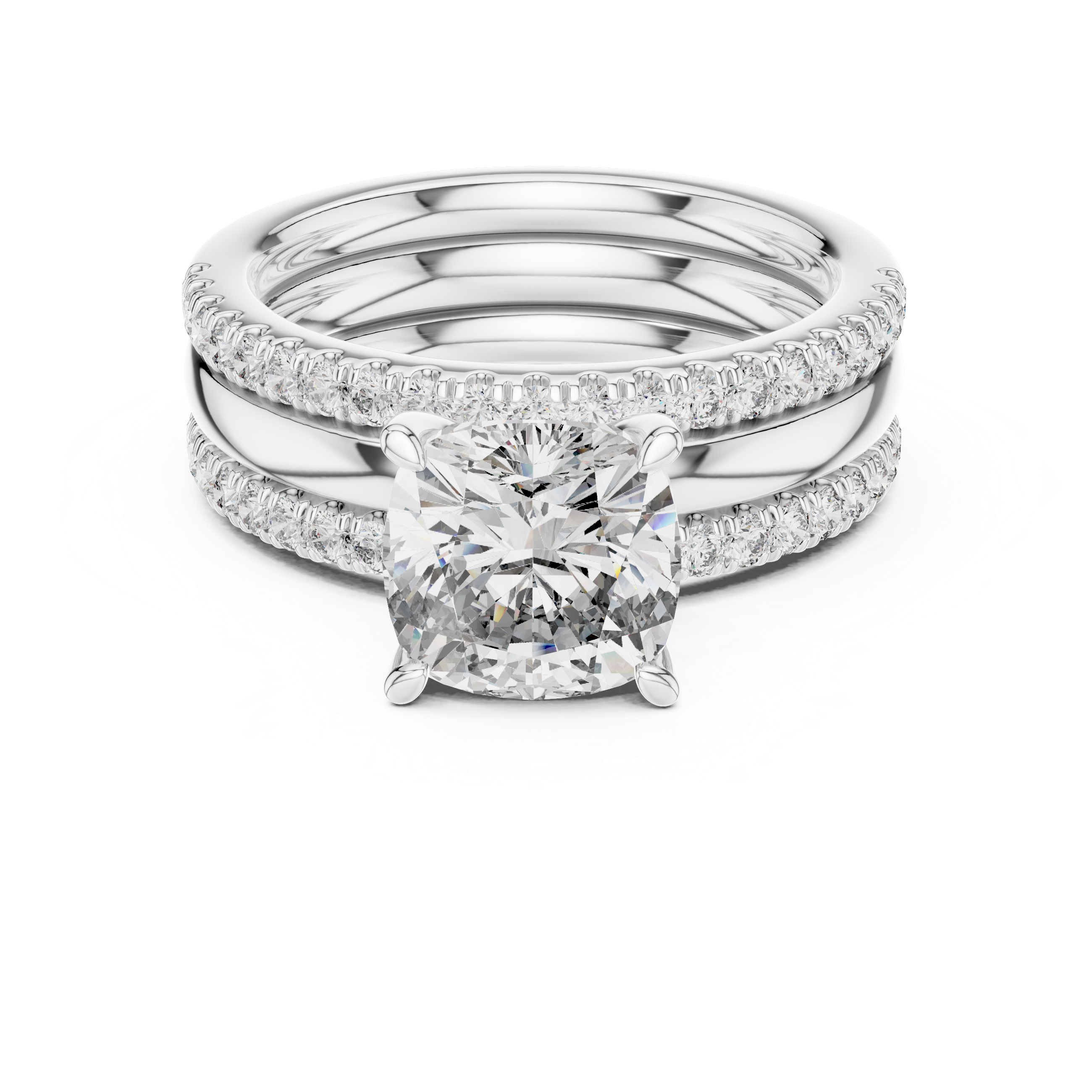 Elegant Rose Gold Cushion-Cut Diamond Engagement Ring with Pavé Band