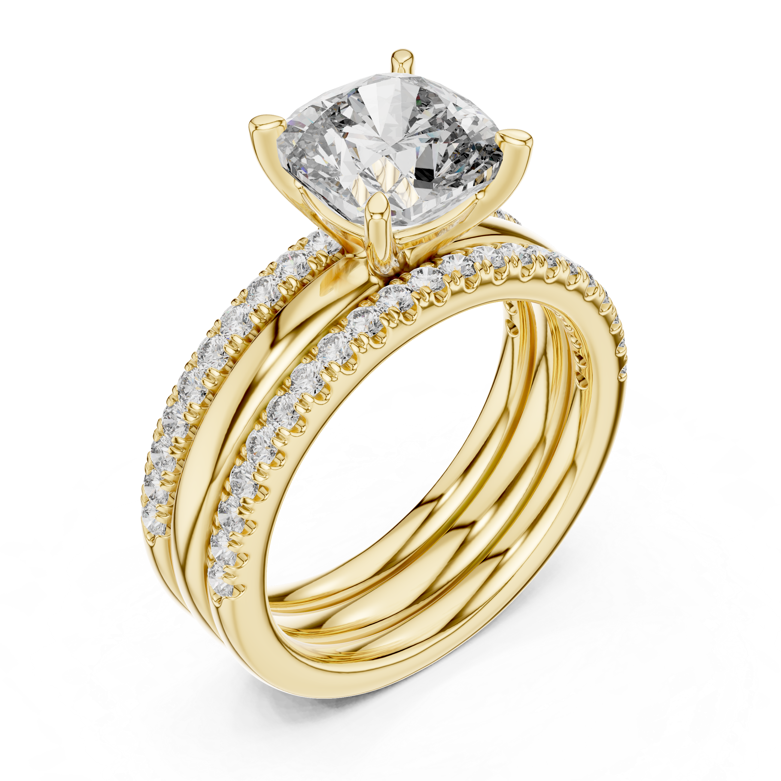 Elegant Rose Gold Cushion-Cut Diamond Engagement Ring with Pavé Band