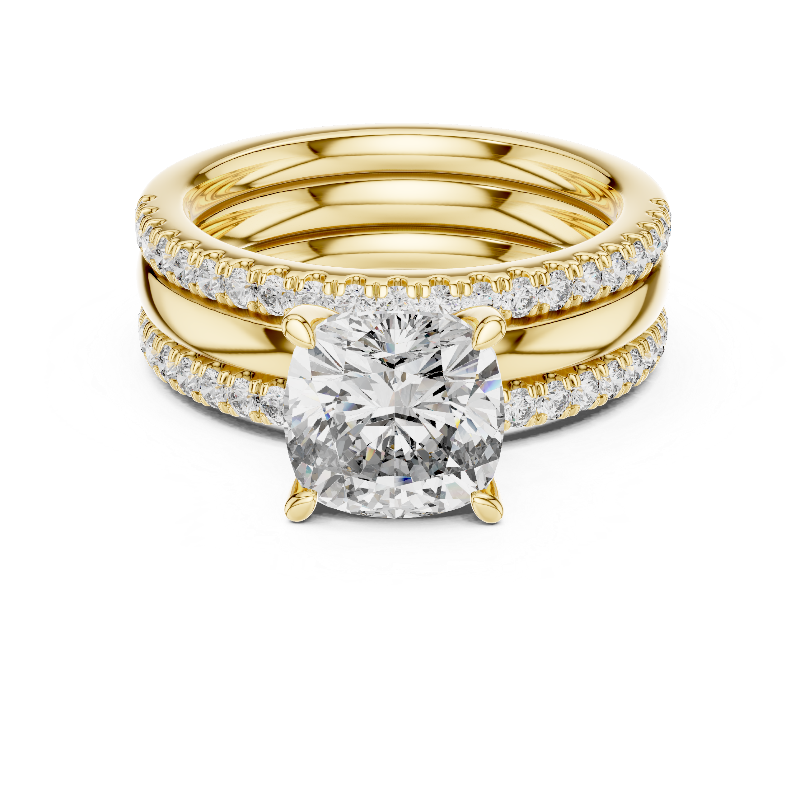 Elegant Rose Gold Cushion-Cut Diamond Engagement Ring with Pavé Band