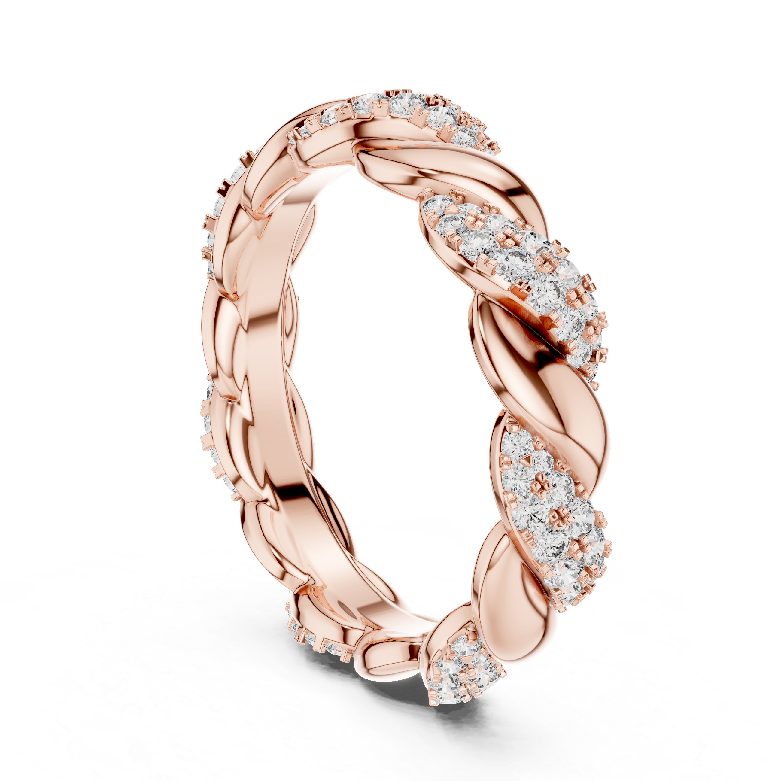 Elegance Entwined: Gold and Diamond Twist Ring.