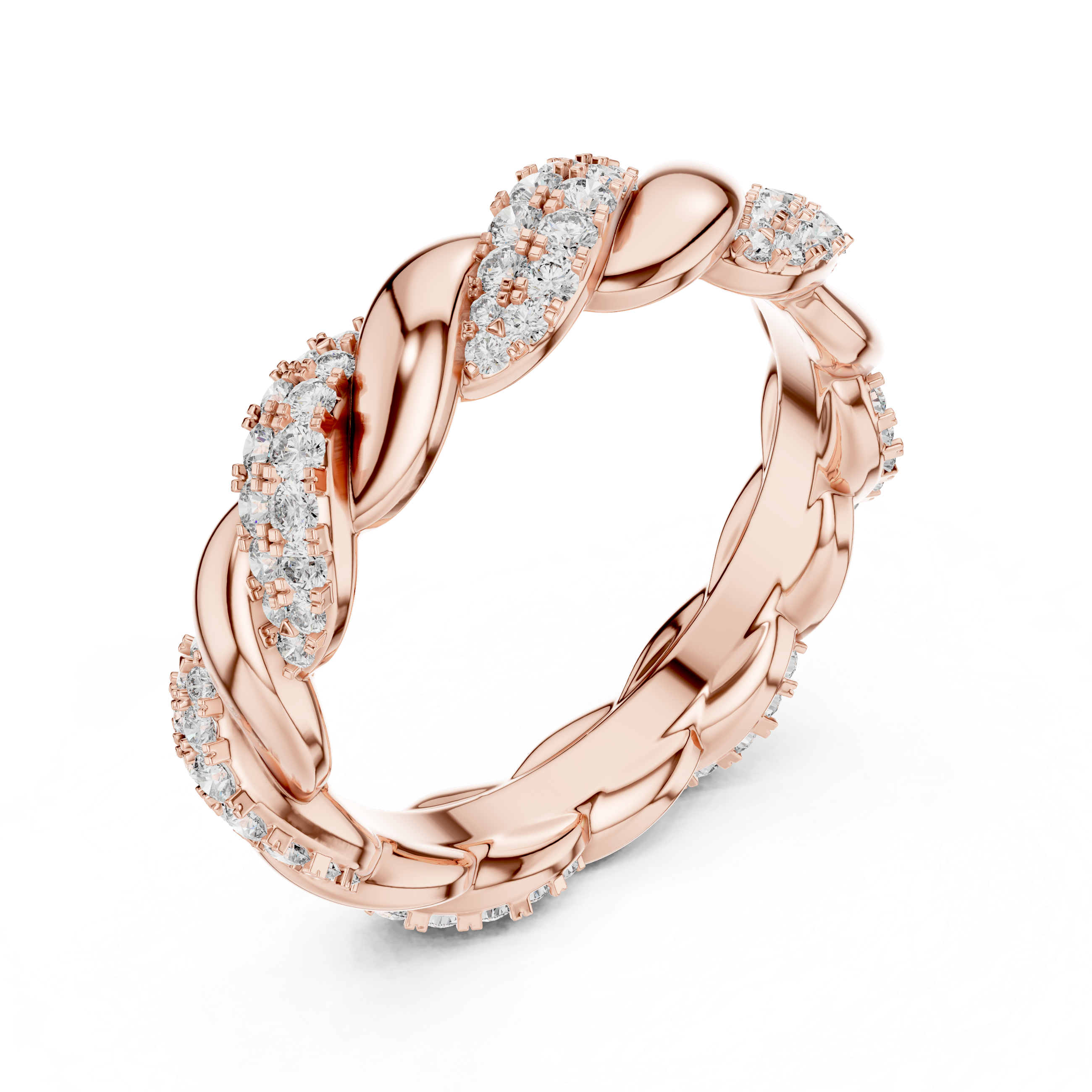 Elegance Entwined: Gold and Diamond Twist Ring.