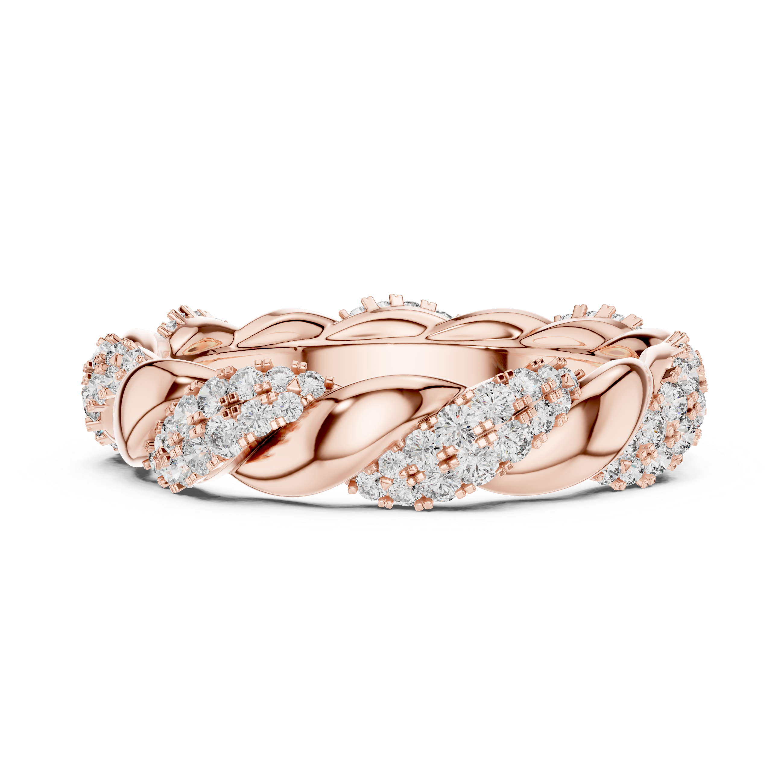 Elegance Entwined: Gold and Diamond Twist Ring.