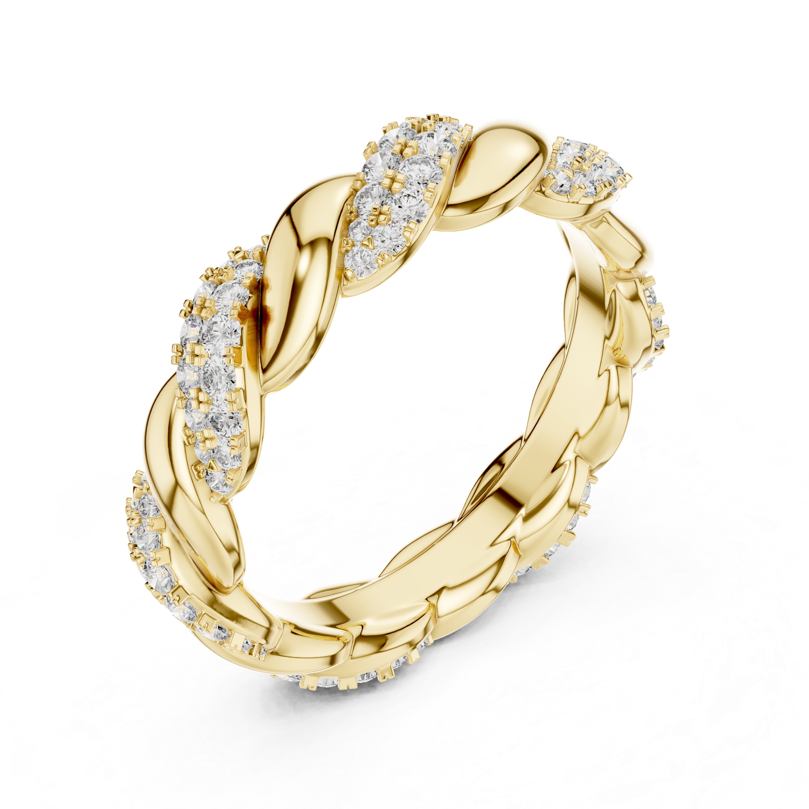 Elegance Entwined: Gold and Diamond Twist Ring.