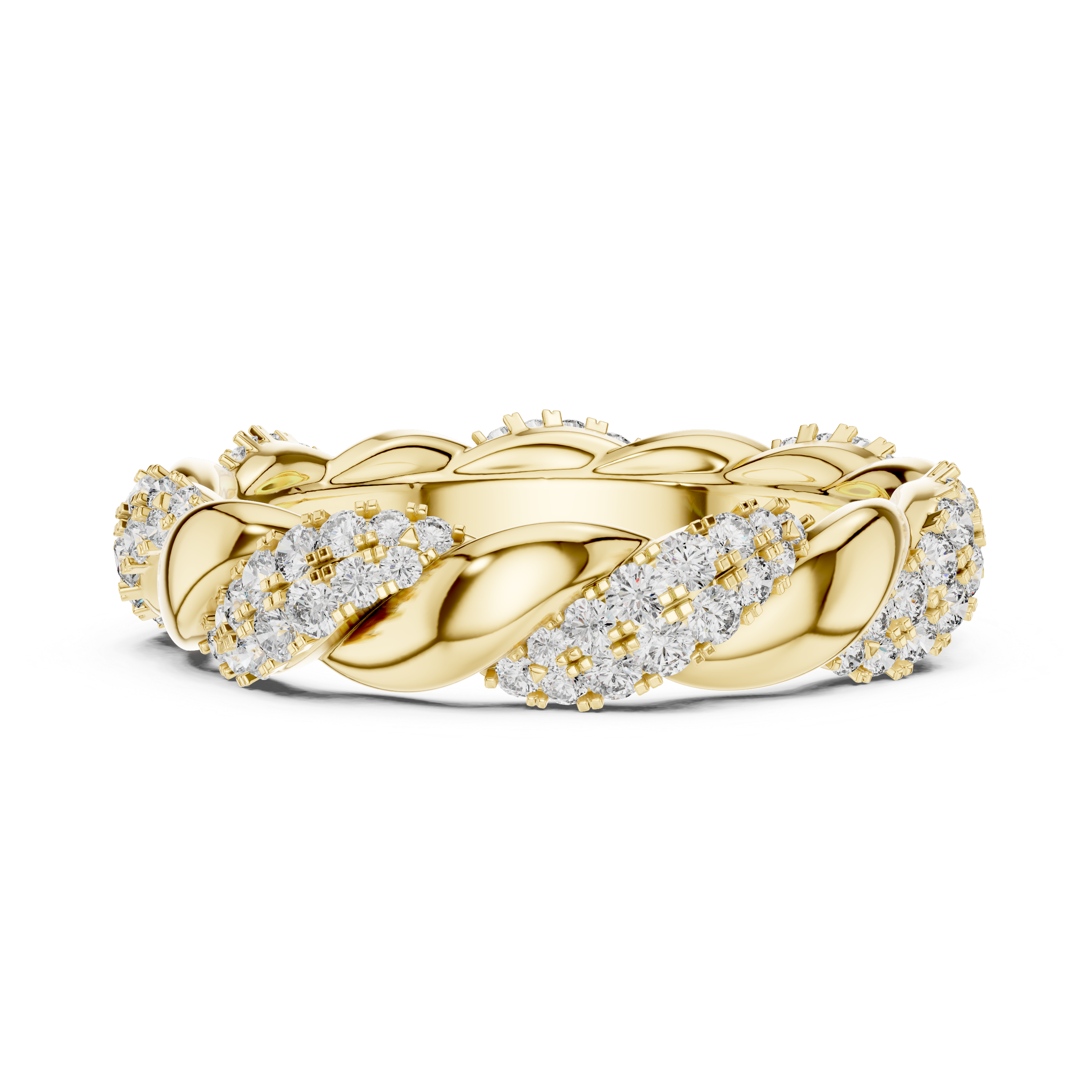 Elegance Entwined: Gold and Diamond Twist Ring.