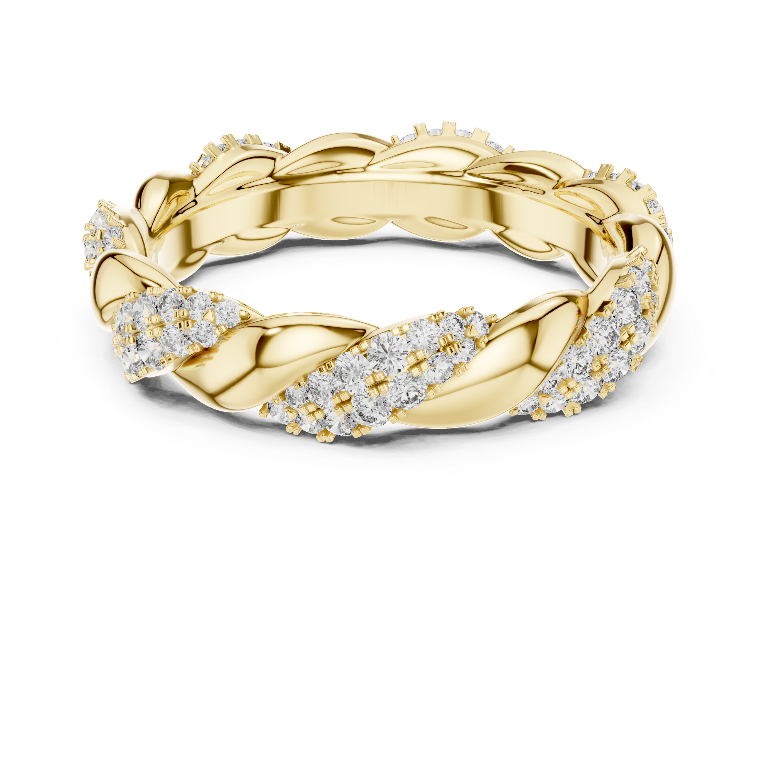 Elegance Entwined: Gold and Diamond Twist Ring.