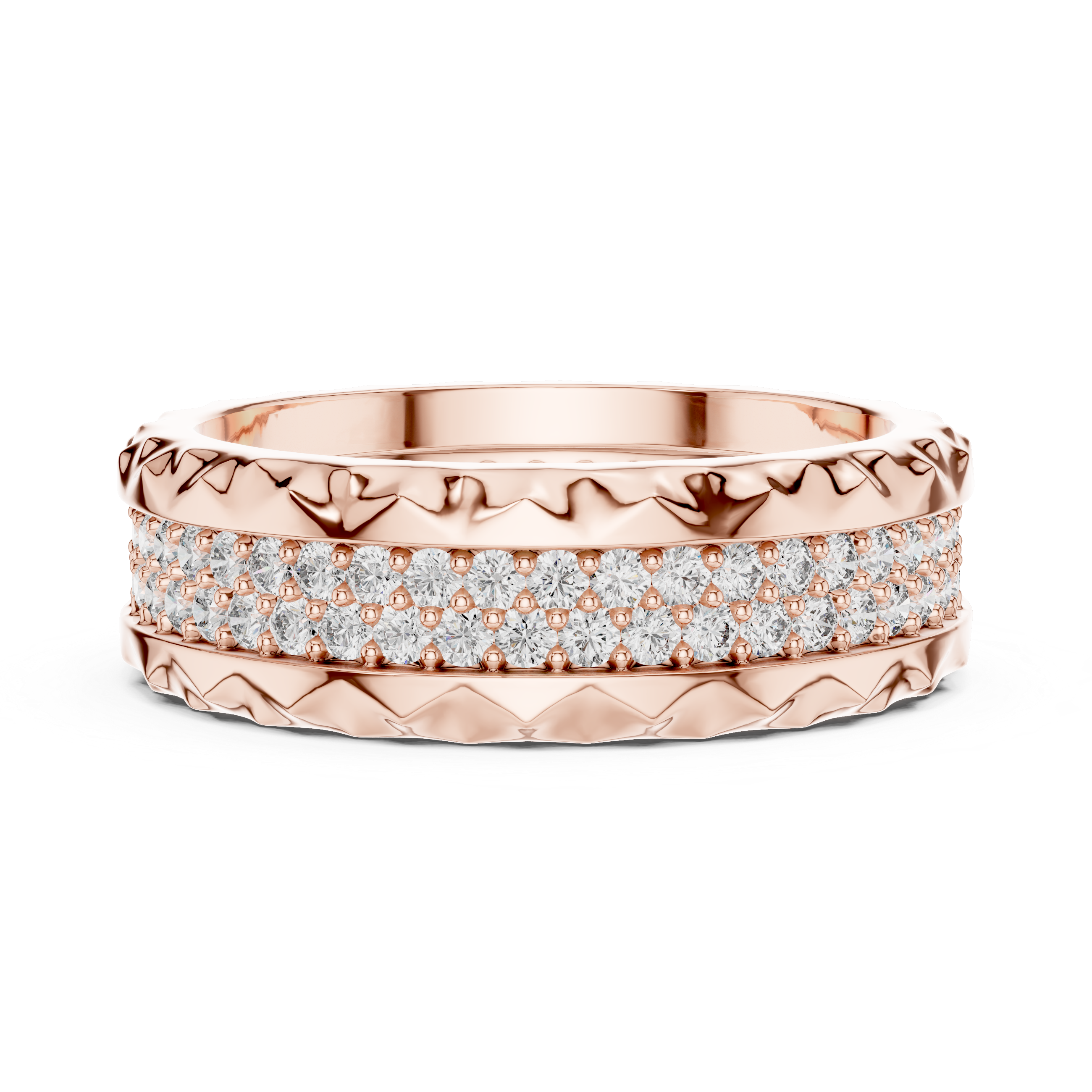 Elegant Rose Gold Diamond Eternity Band with Textured Edges