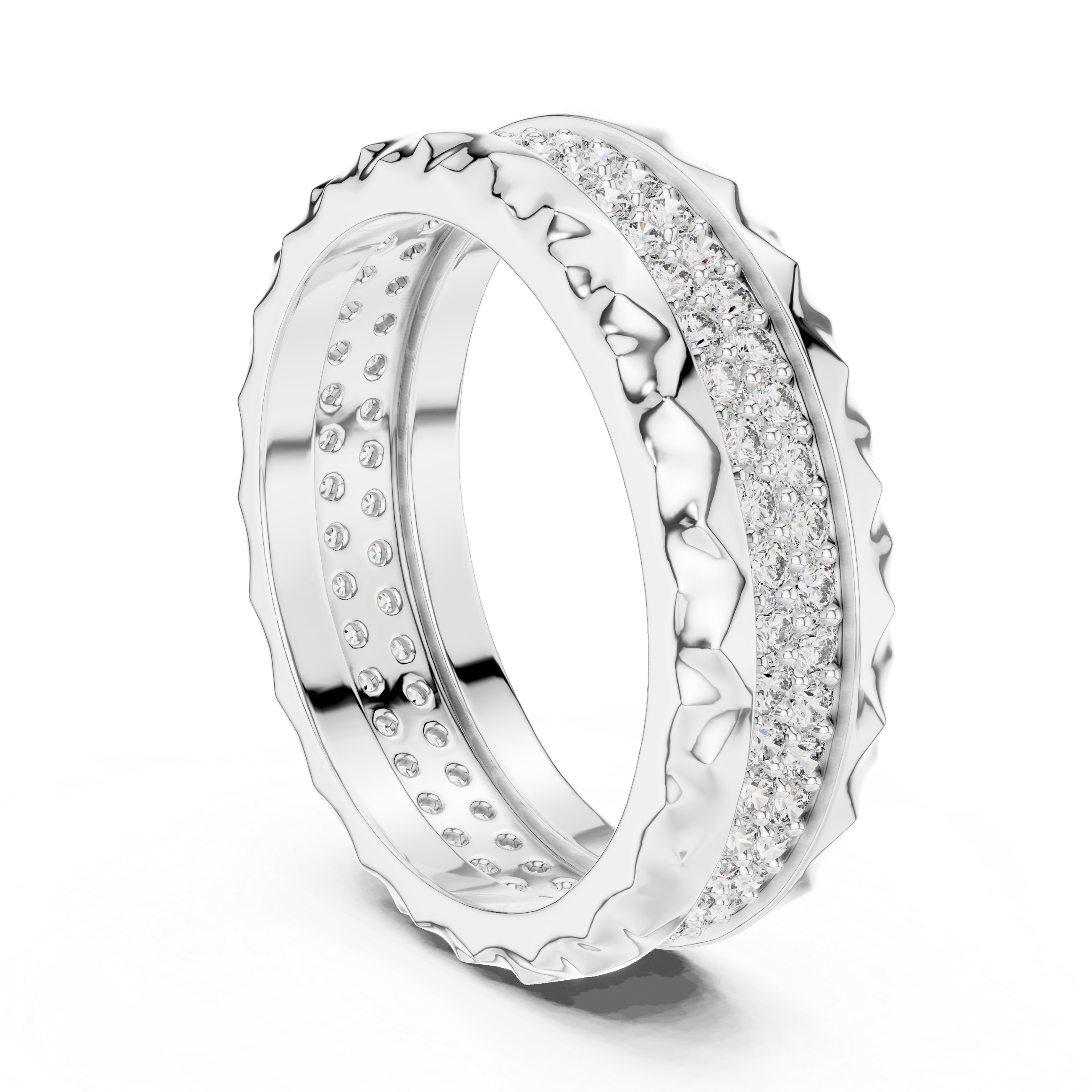 Elegant Rose Gold Diamond Eternity Band with Textured Edges