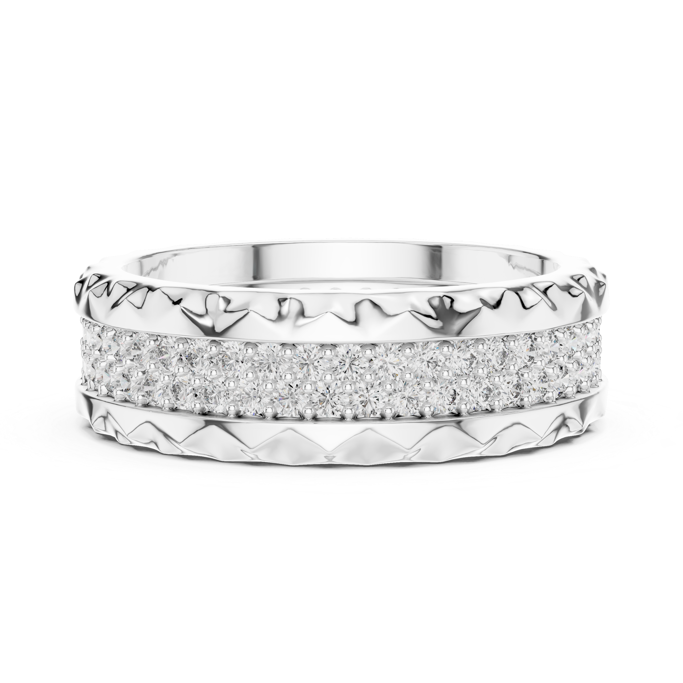 Elegant Rose Gold Diamond Eternity Band with Textured Edges