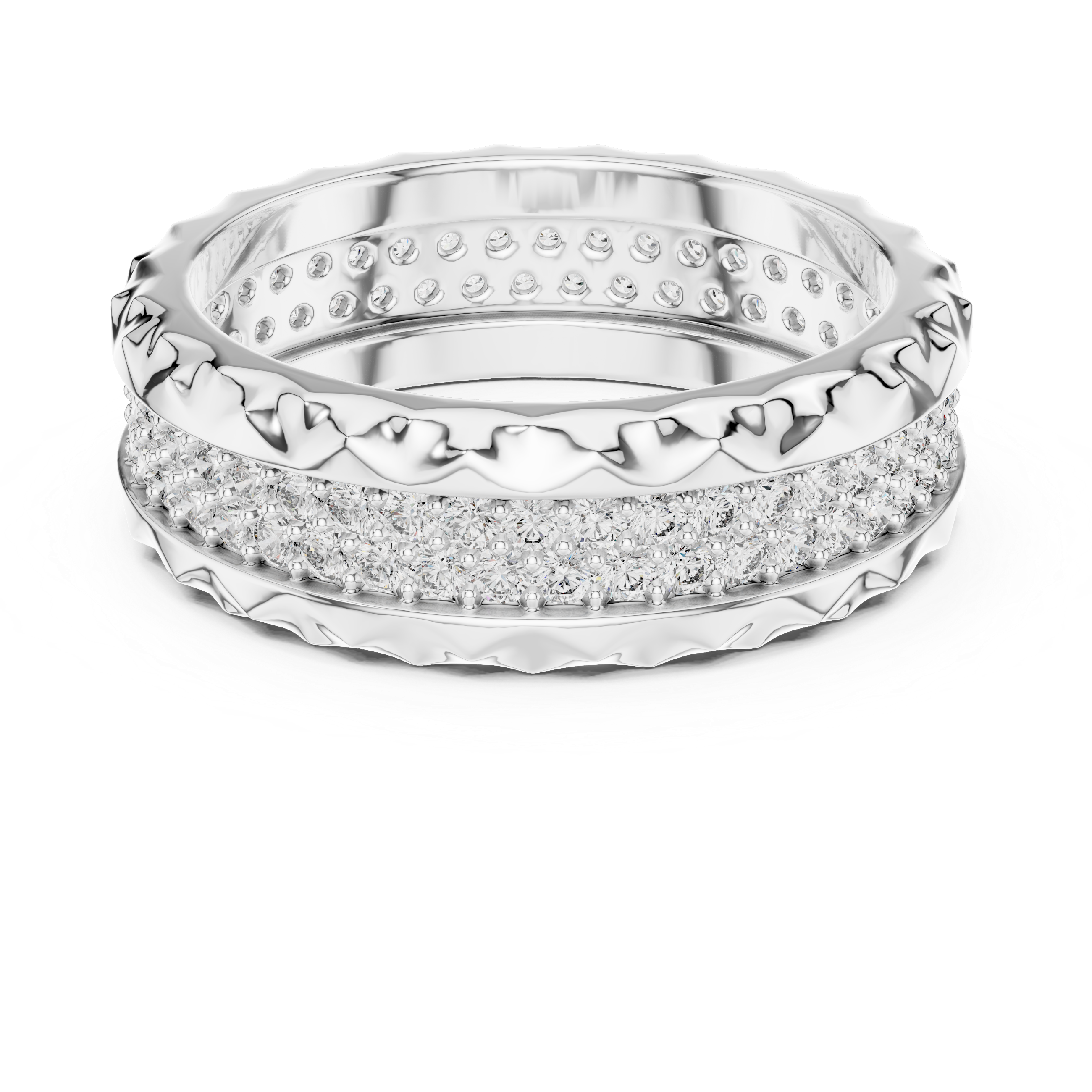 Elegant Rose Gold Diamond Eternity Band with Textured Edges