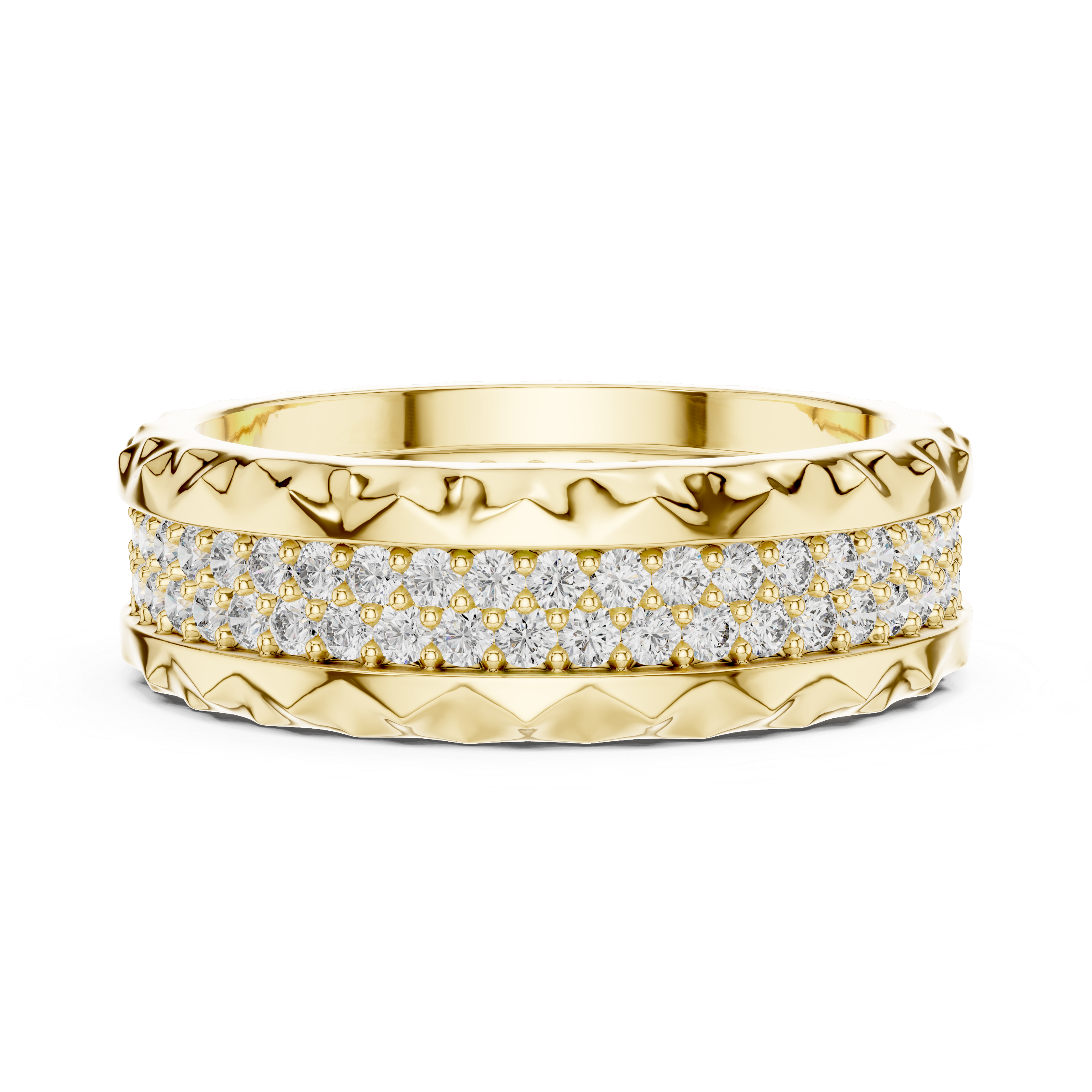 Elegant Rose Gold Diamond Eternity Band with Textured Edges