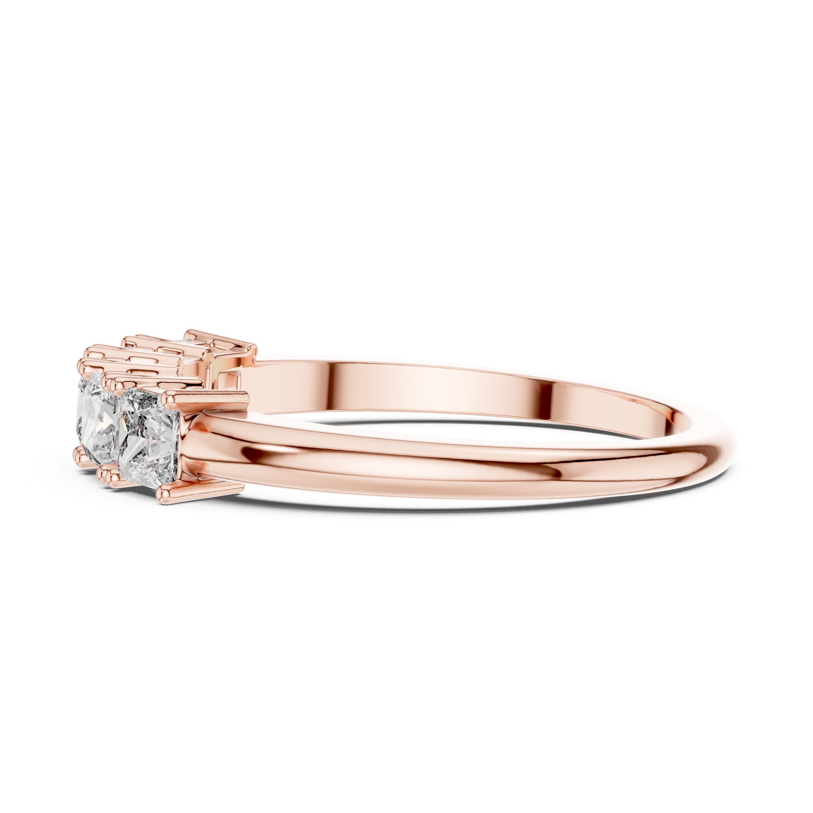 Elegant Rose Gold Five-Diamond Princess Cut Ring