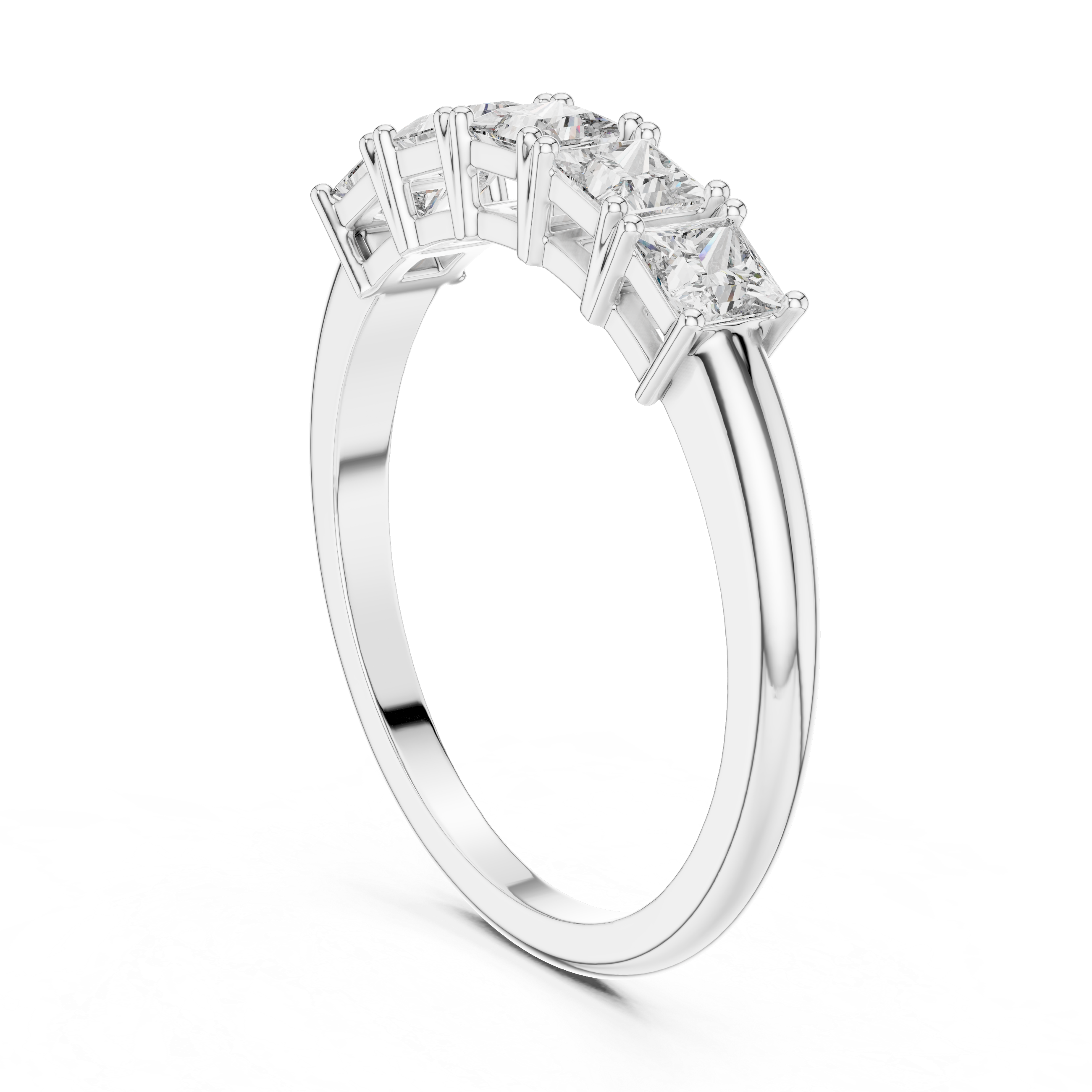 Elegant Rose Gold Five-Diamond Princess Cut Ring