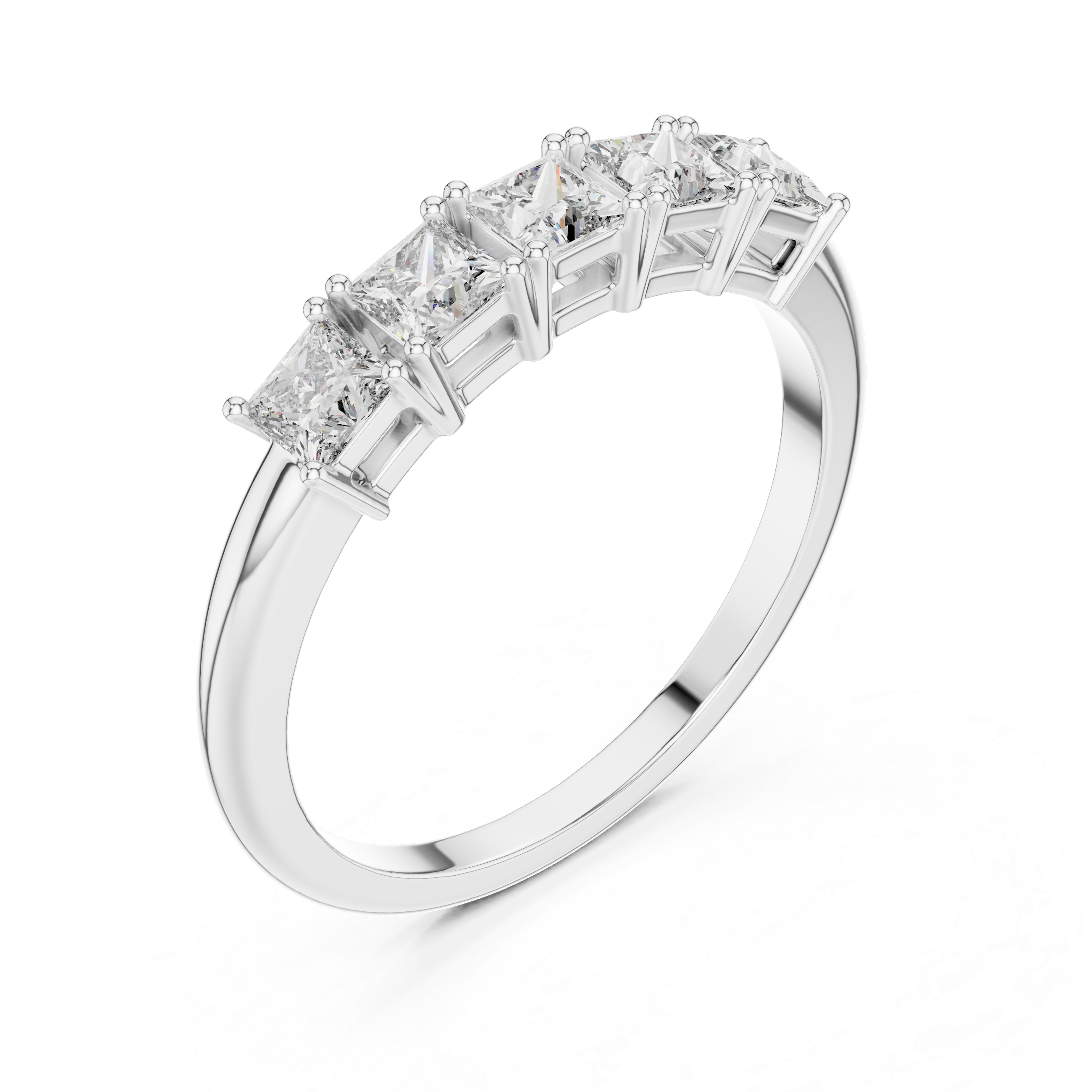 Elegant Rose Gold Five-Diamond Princess Cut Ring