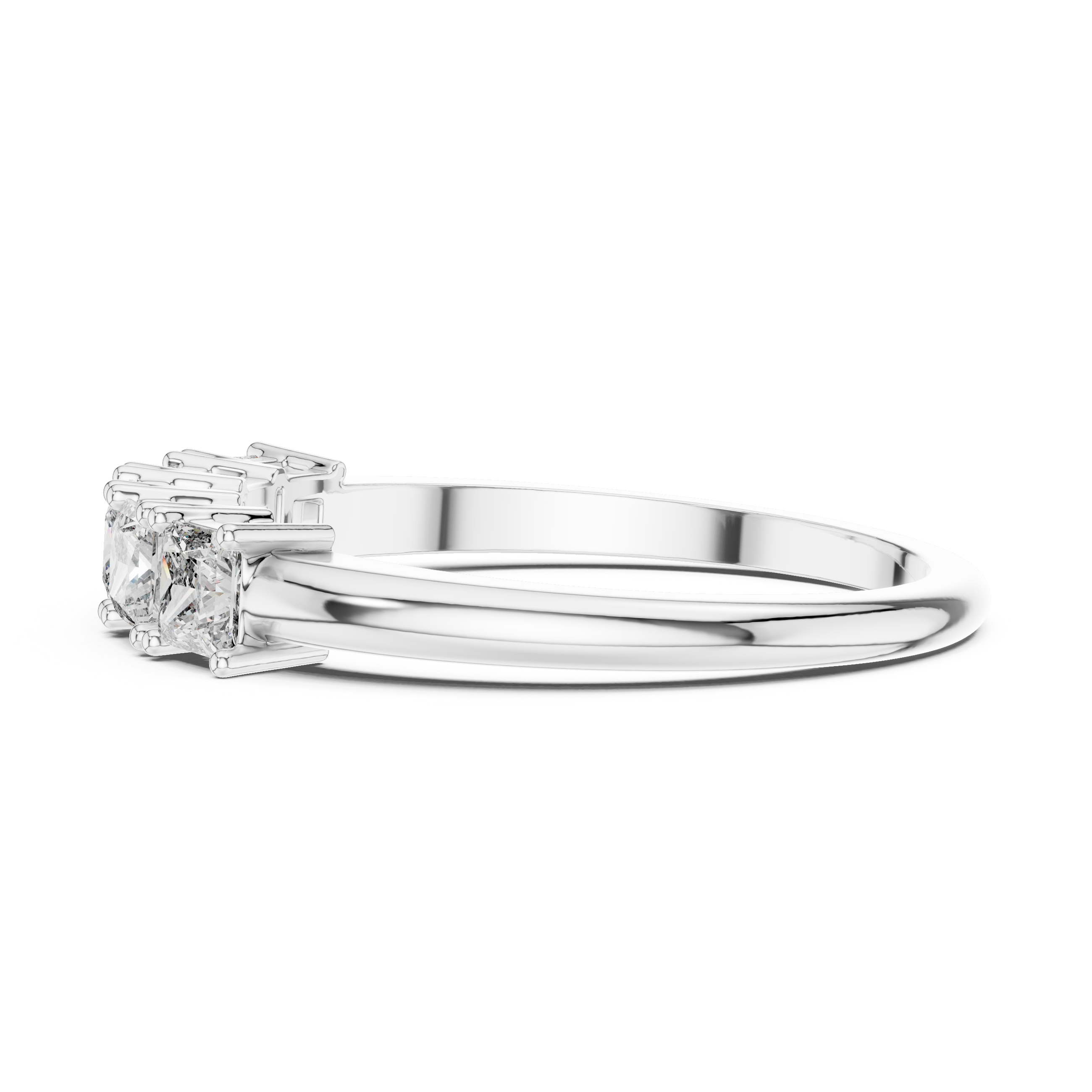 Elegant Rose Gold Five-Diamond Princess Cut Ring
