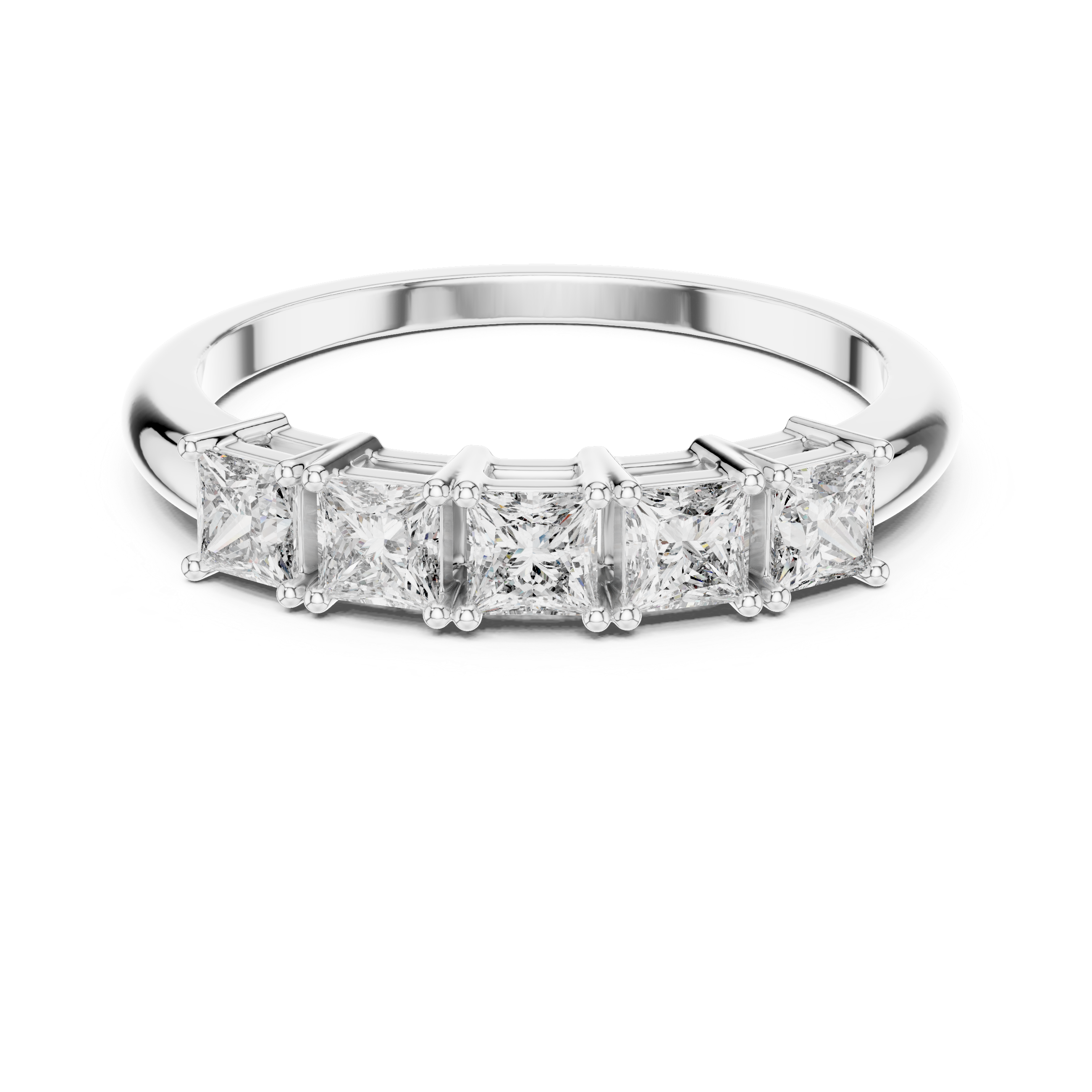 Elegant Rose Gold Five-Diamond Princess Cut Ring